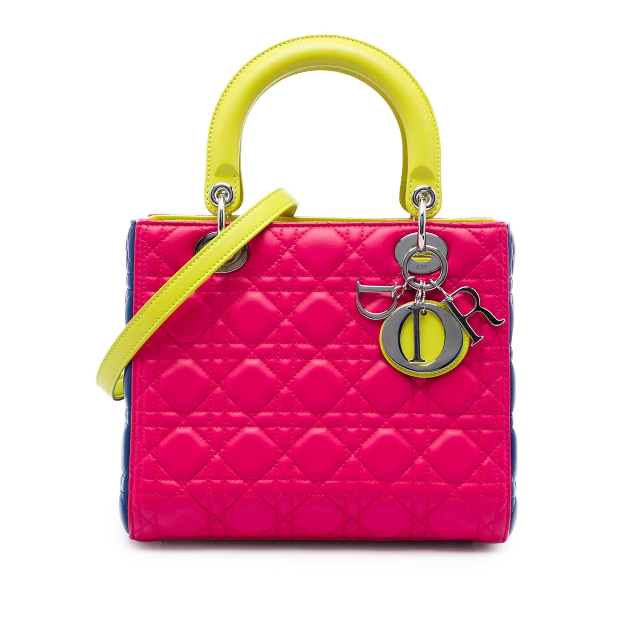 Dior Medium Tricolor Lambskin Cannage Lady Dior