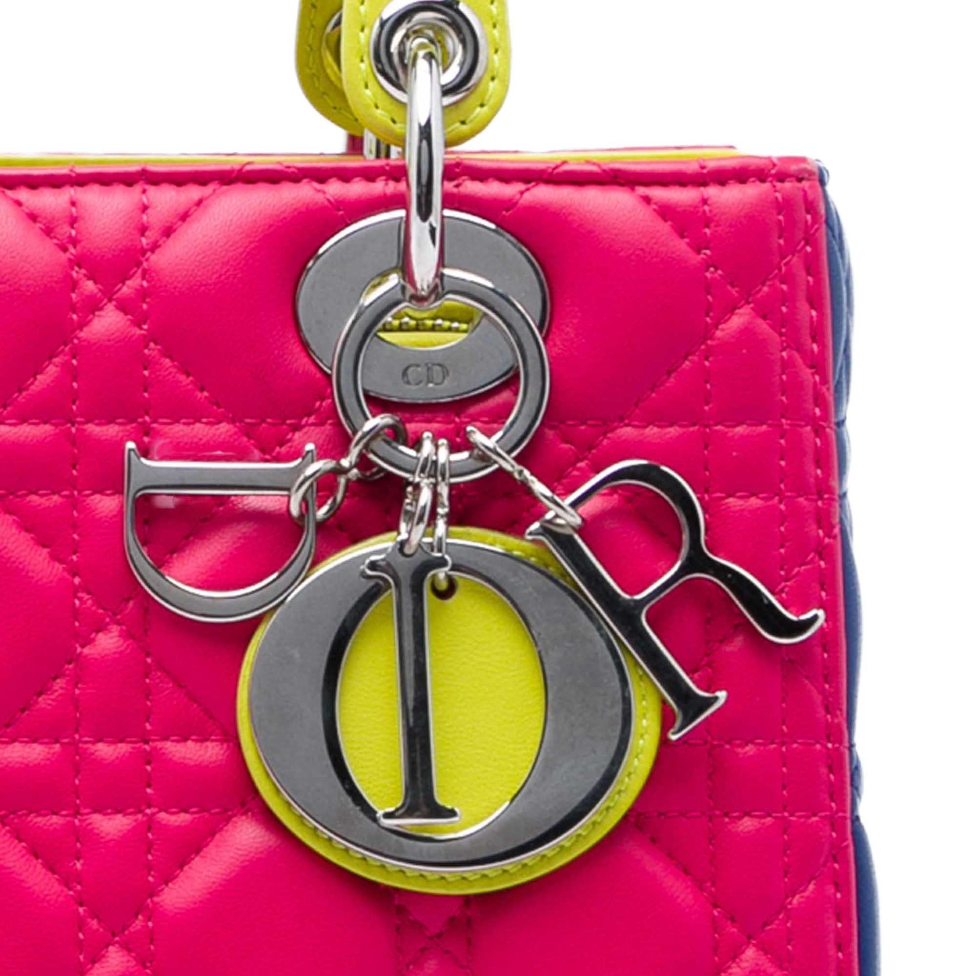 Dior Medium Tricolor Lambskin Cannage Lady Dior