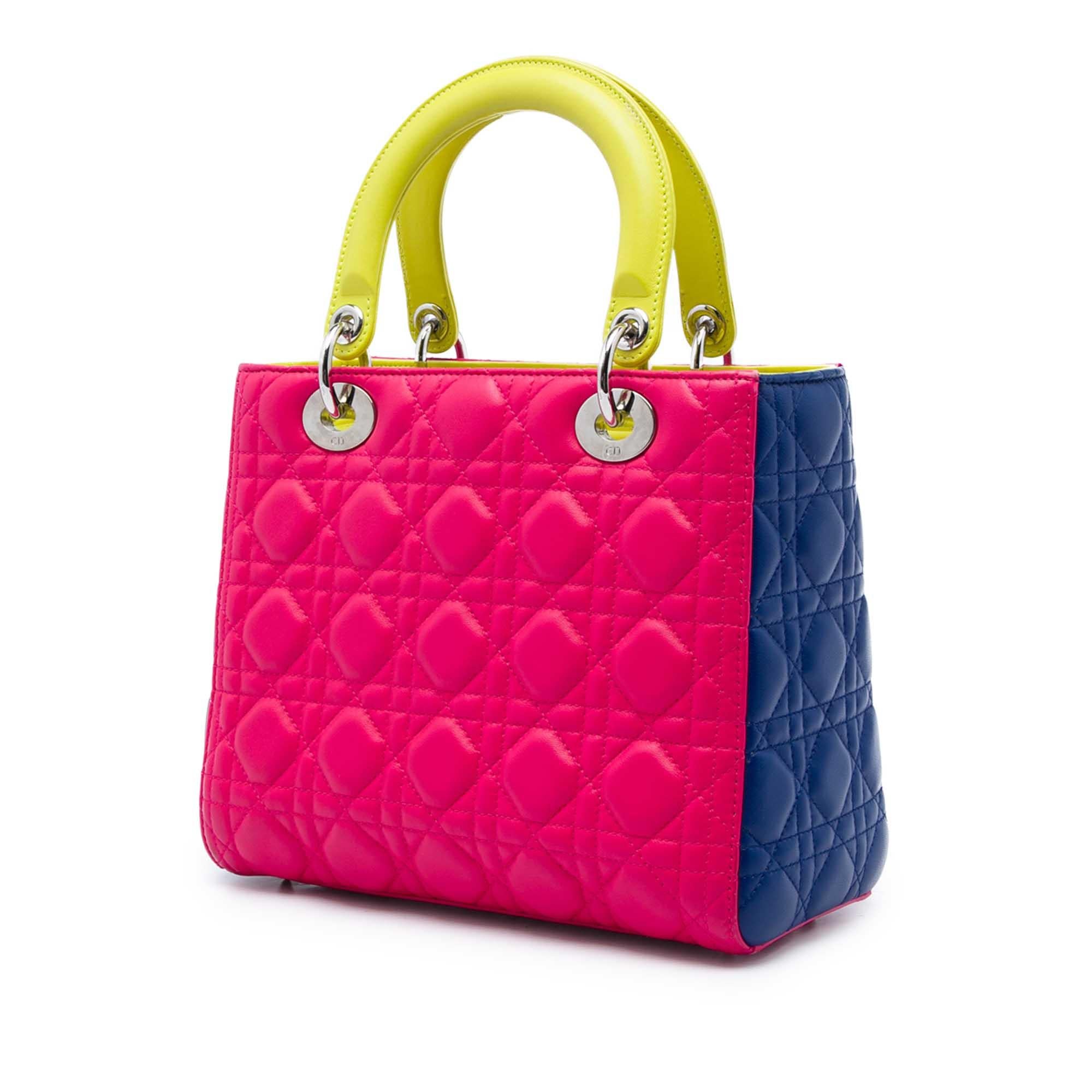 Dior Medium Tricolor Lambskin Cannage Lady Dior