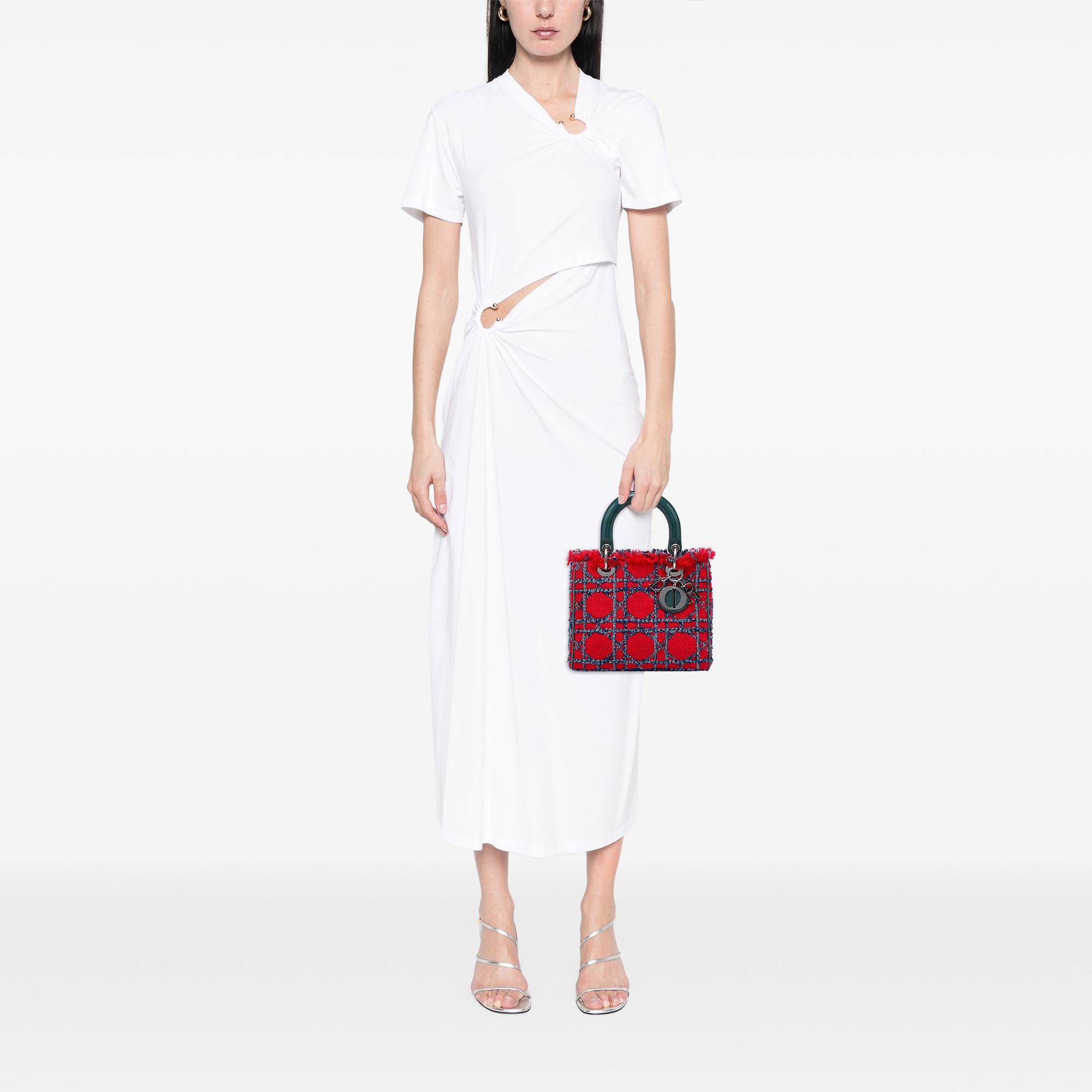 Dior Medium Tweed Cannage Fringe Lady Dior