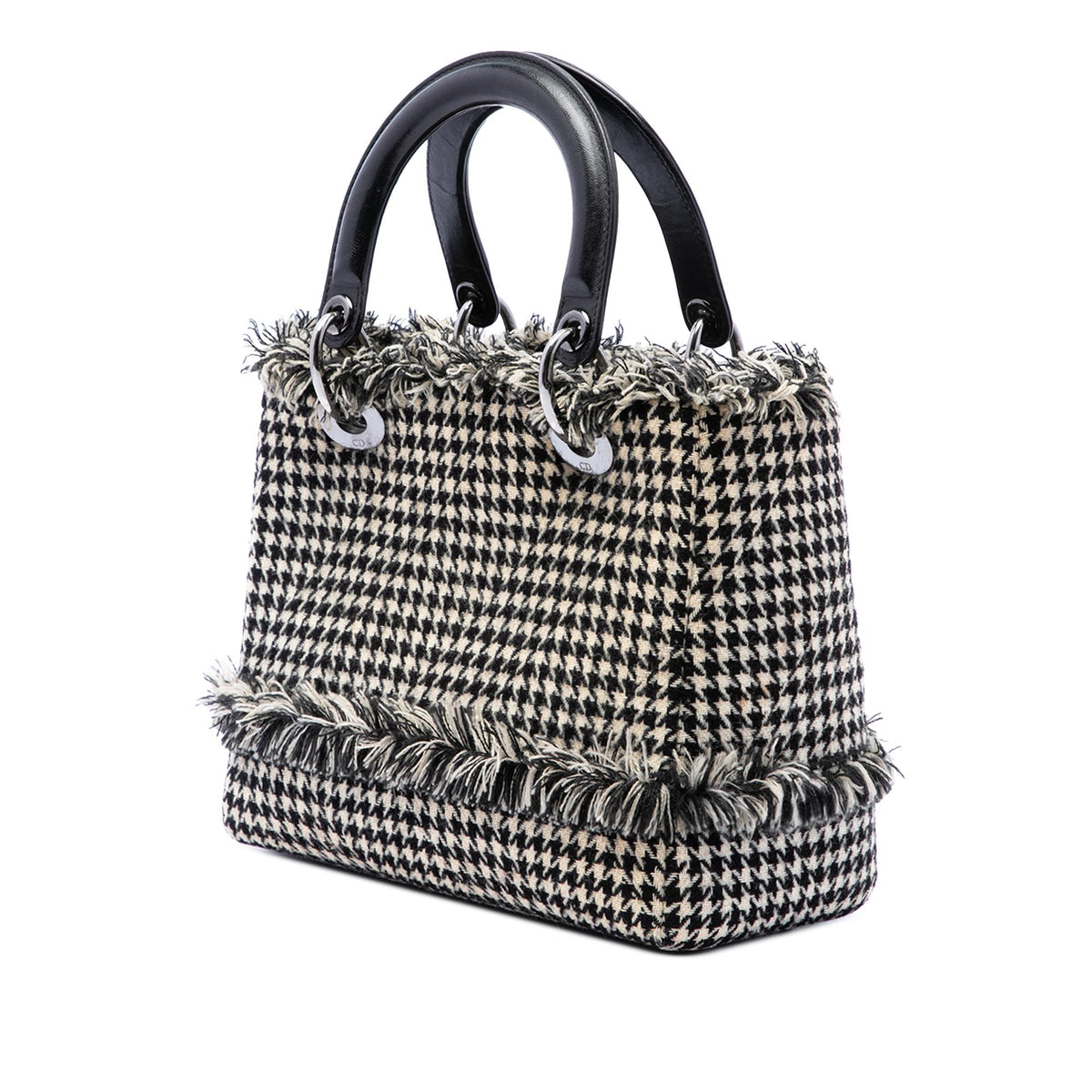 Dior Medium Tweed Fringe Houndstooth Lady Dior