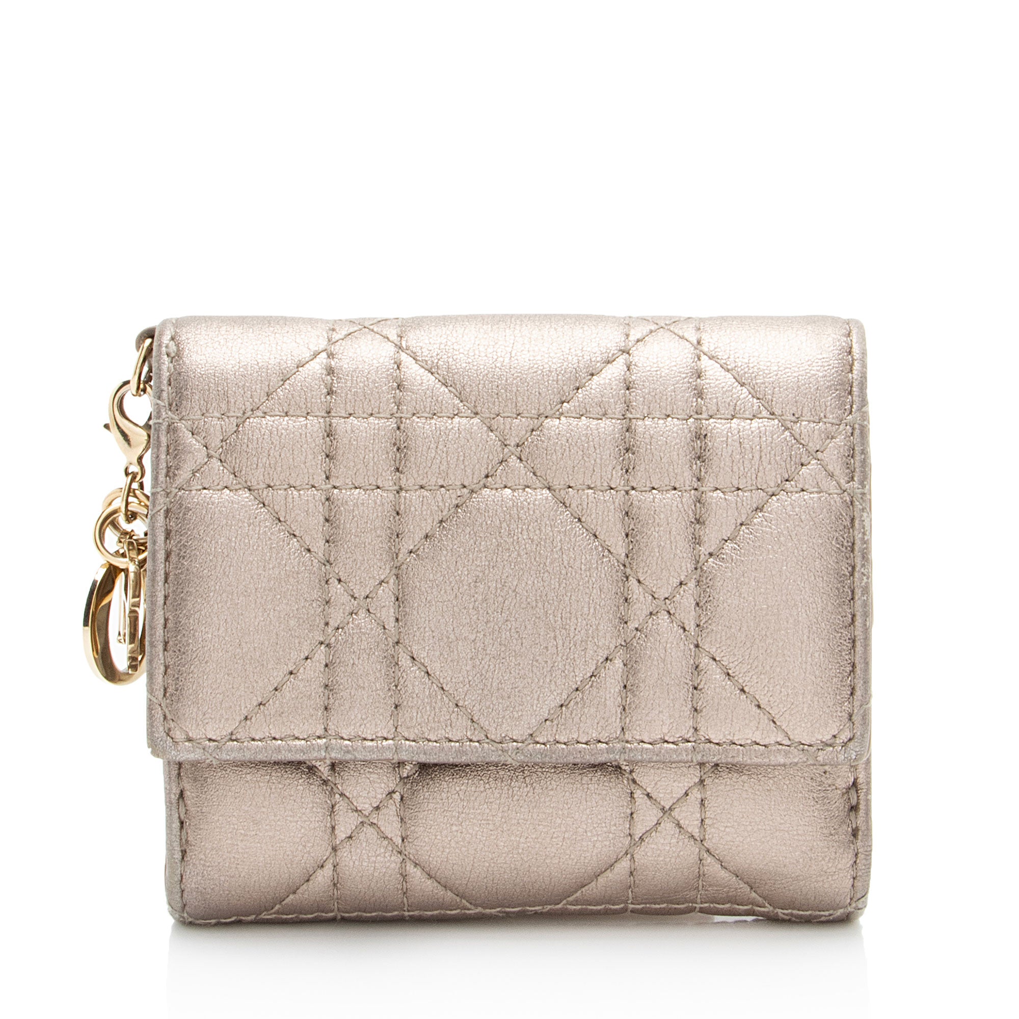 Dior Metallic Calfskin Lady Dior Lotus Wallet