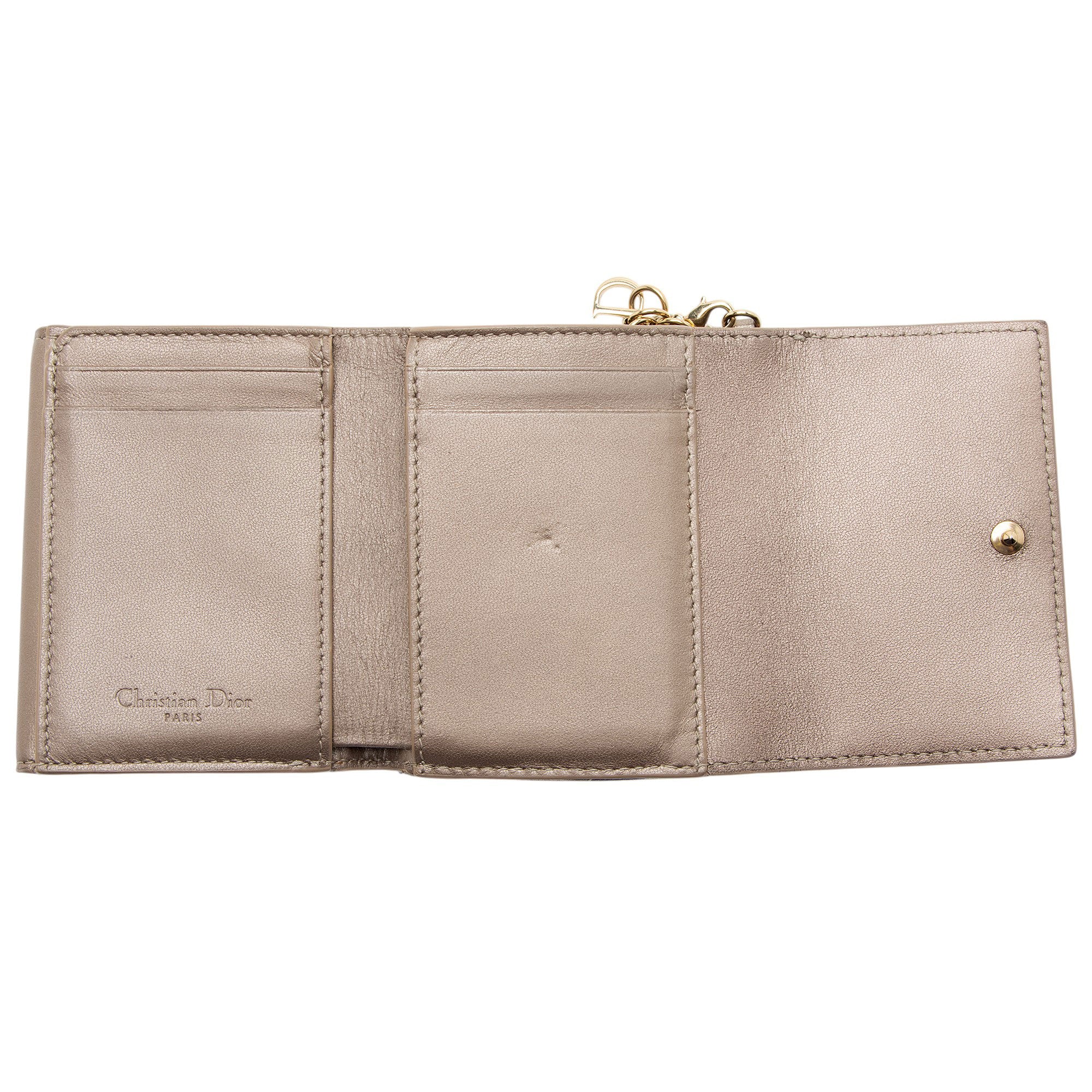 Dior Metallic Calfskin Lady Dior Lotus Wallet