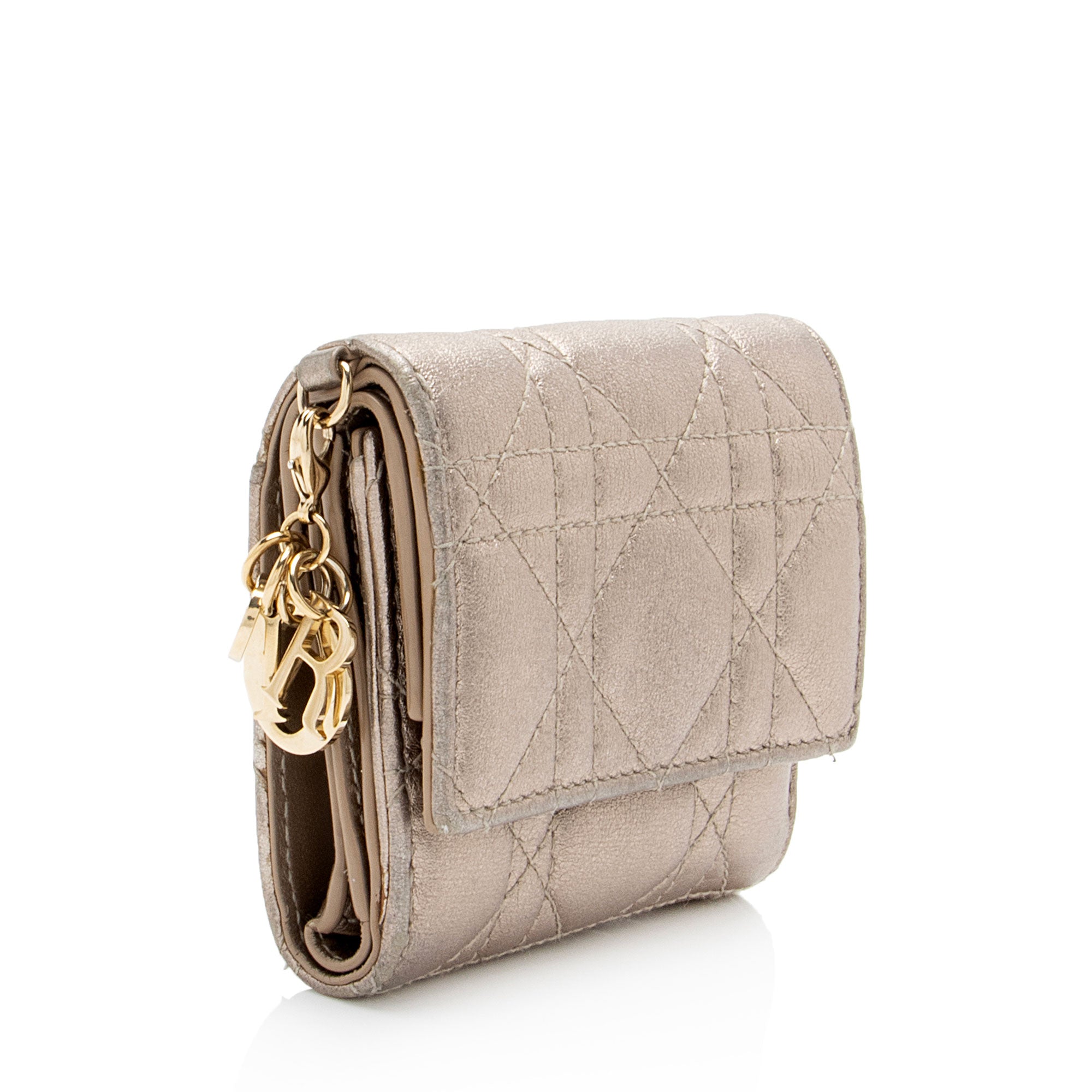 Dior Metallic Calfskin Lady Dior Lotus Wallet