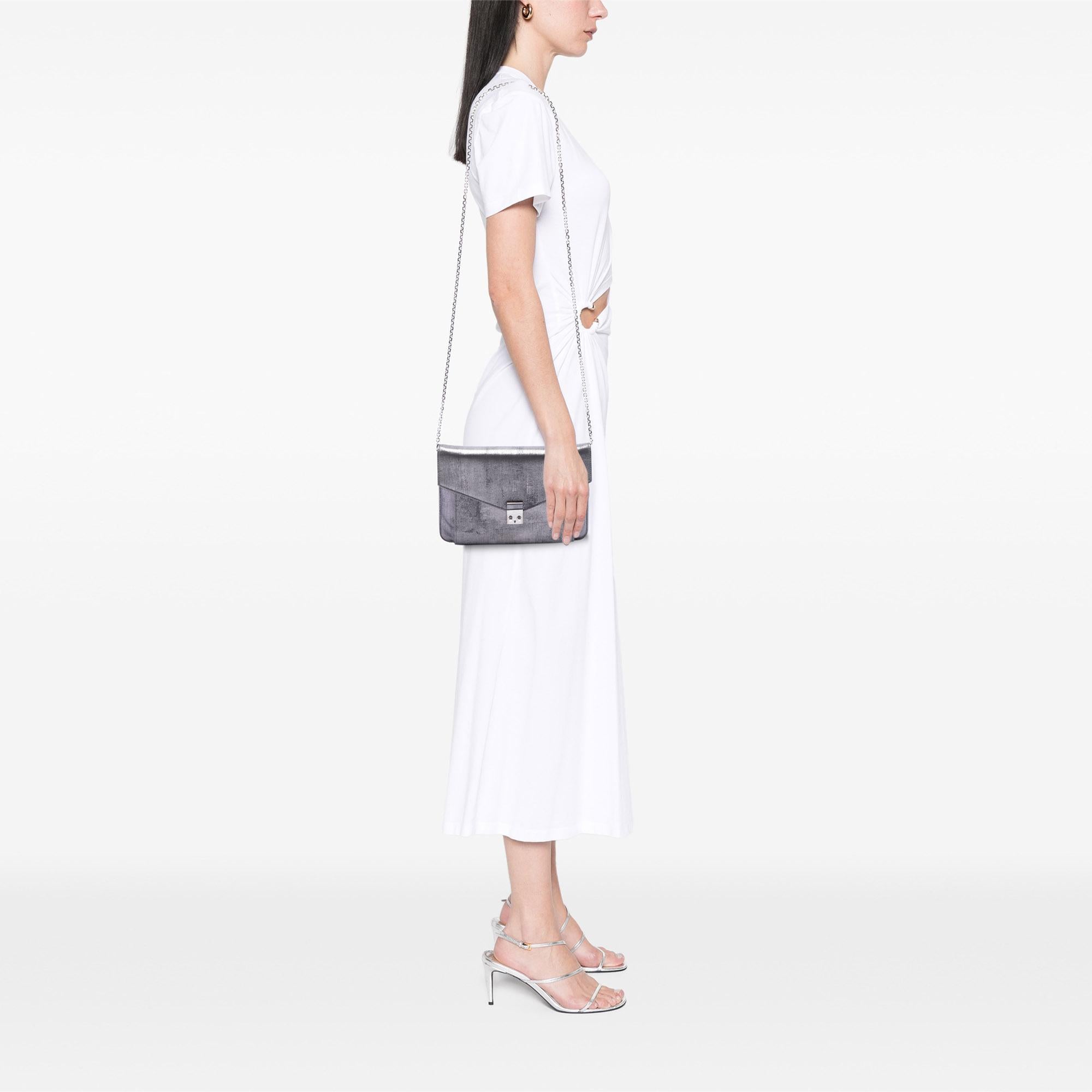 Dior Metallic Leather Shadow Soft Pouch on Chain