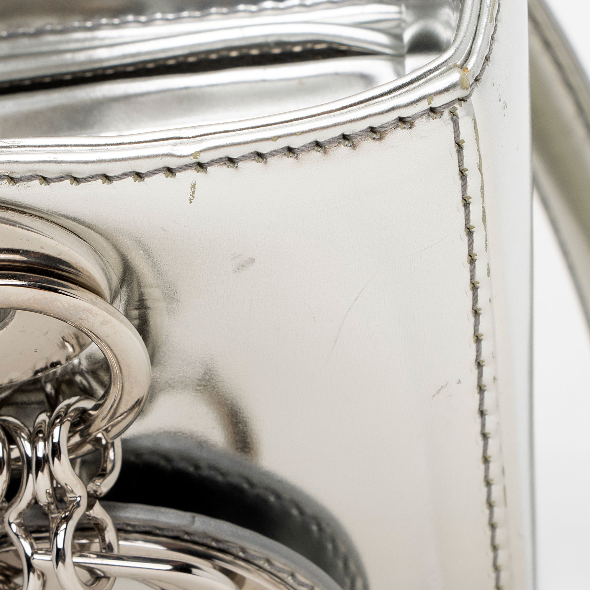 Dior Metallic Patent Leather Lady Dior Medium Tote