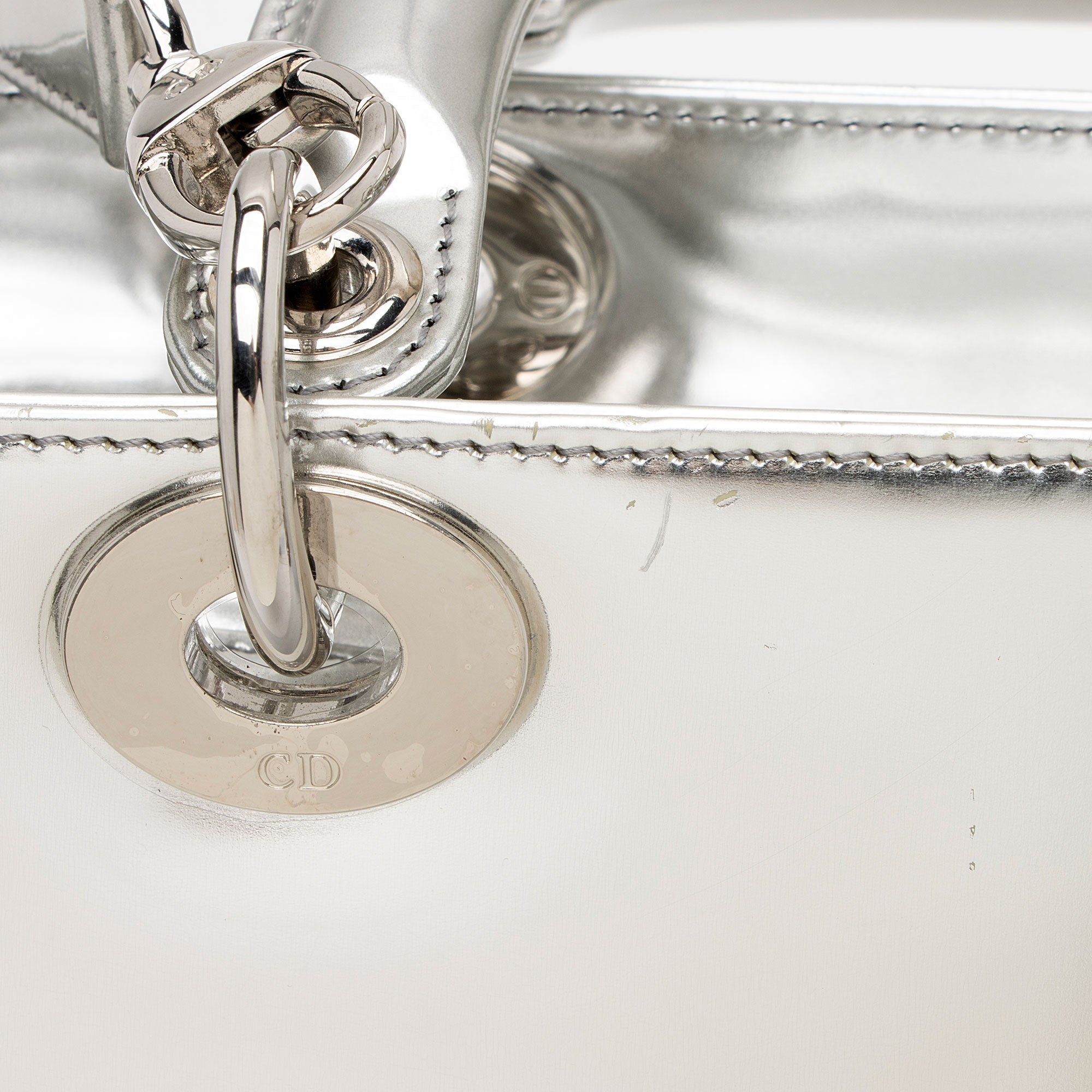 Dior Metallic Patent Leather Lady Dior Medium Tote