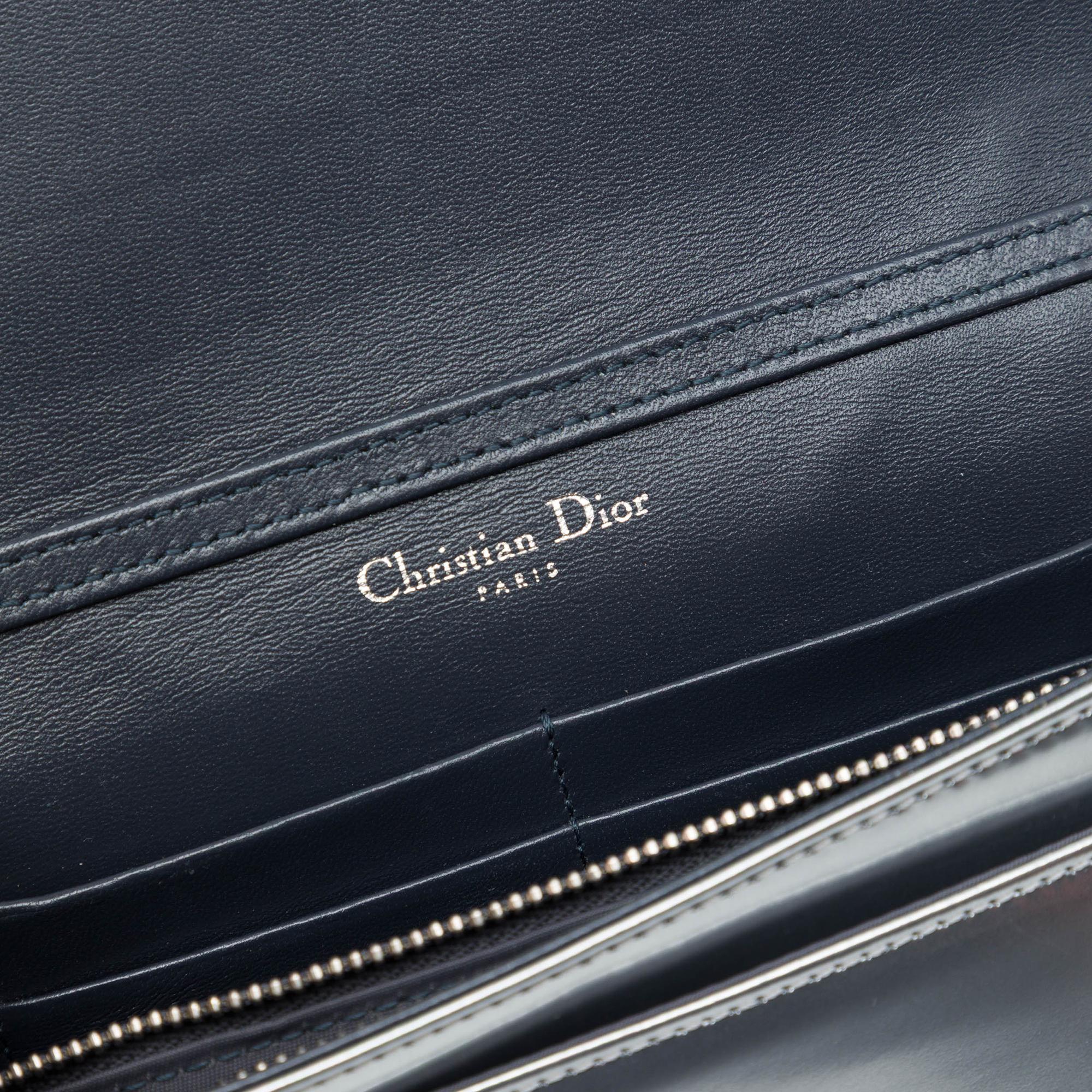 Dior Metallic Patent Microcannage Diorama Wallet on Chain