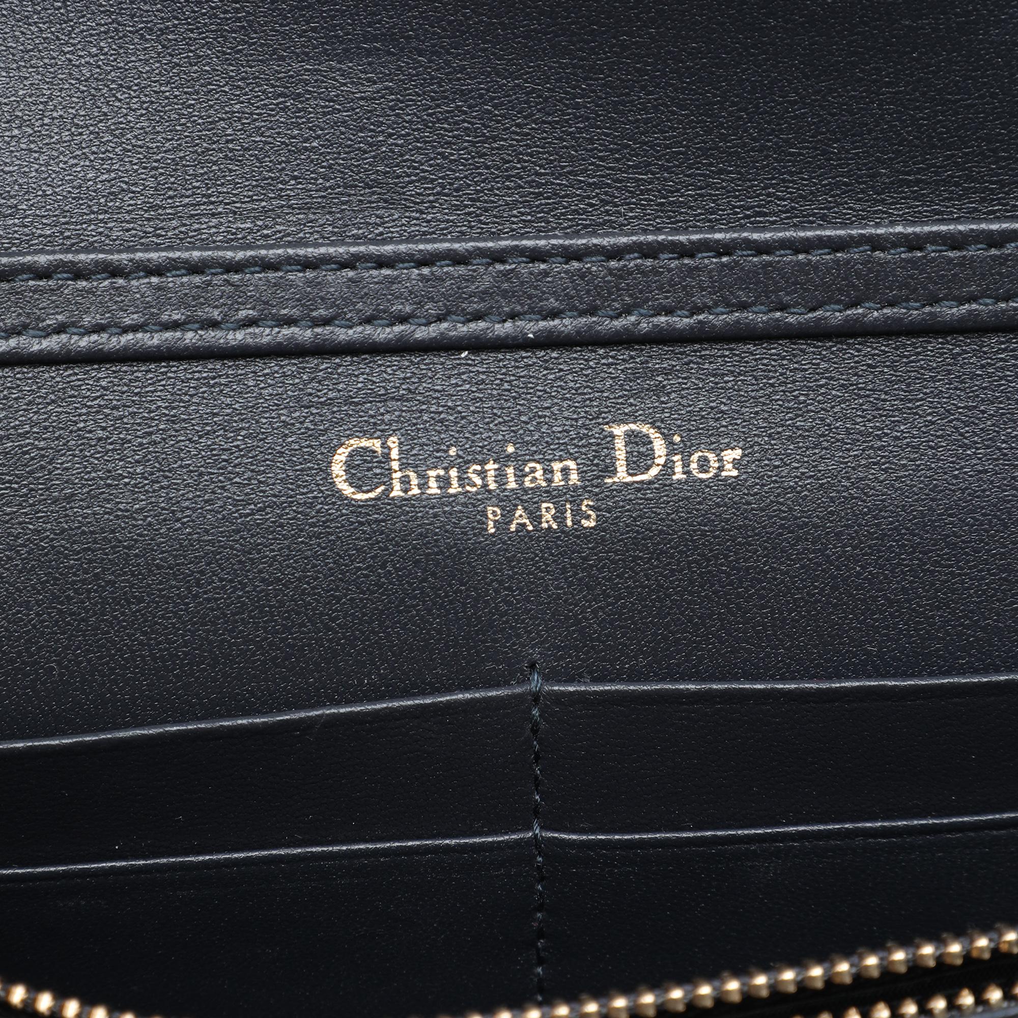 Dior Metallic Patent Microcannage Diorama Wallet on Chain