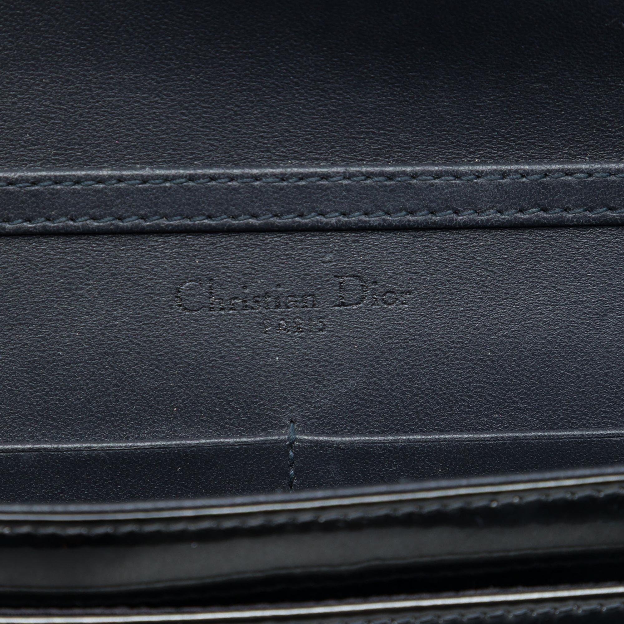 Dior Metallic Patent Microcannage Diorama Wallet on Chain