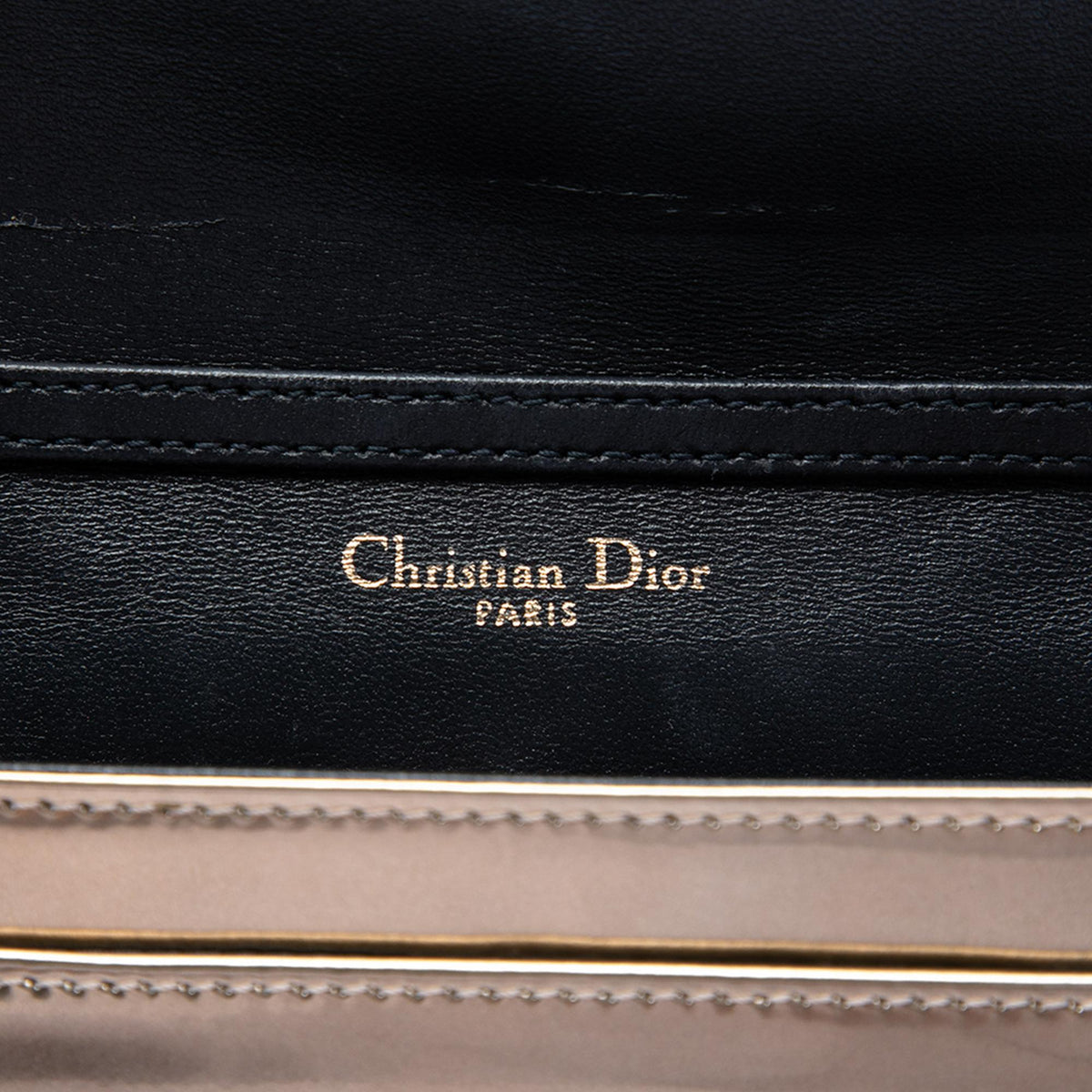 Dior Metallic Patent Microcannage Diorama Wallet on Chain