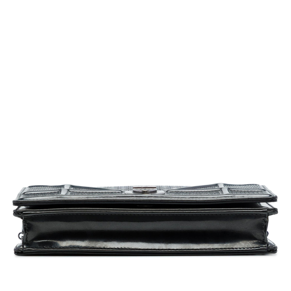 Dior Metallic Patent Microcannage Diorama Wallet on Chain
