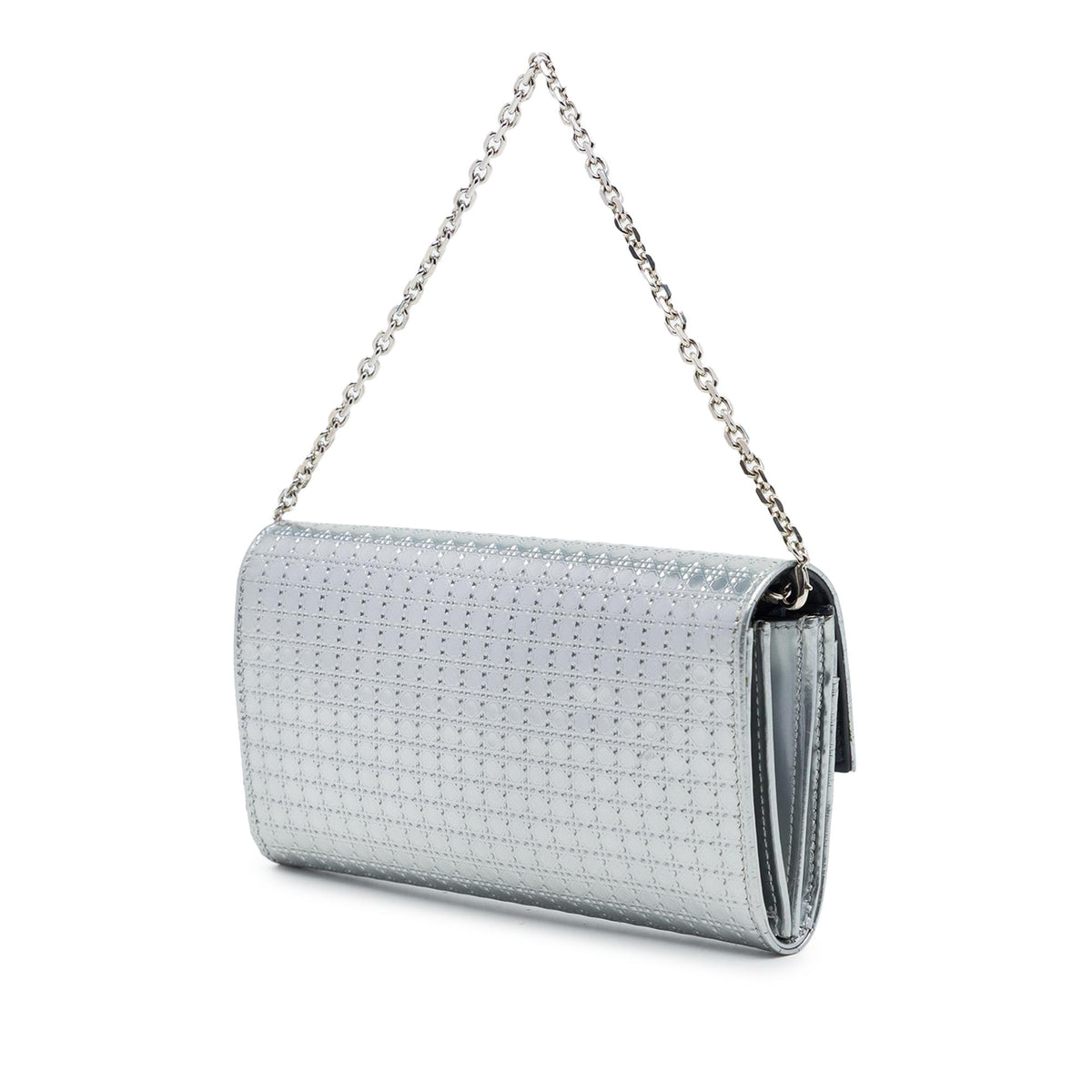 Dior Metallic Patent Microcannage Lady Dior Croisiere Wallet On Chain