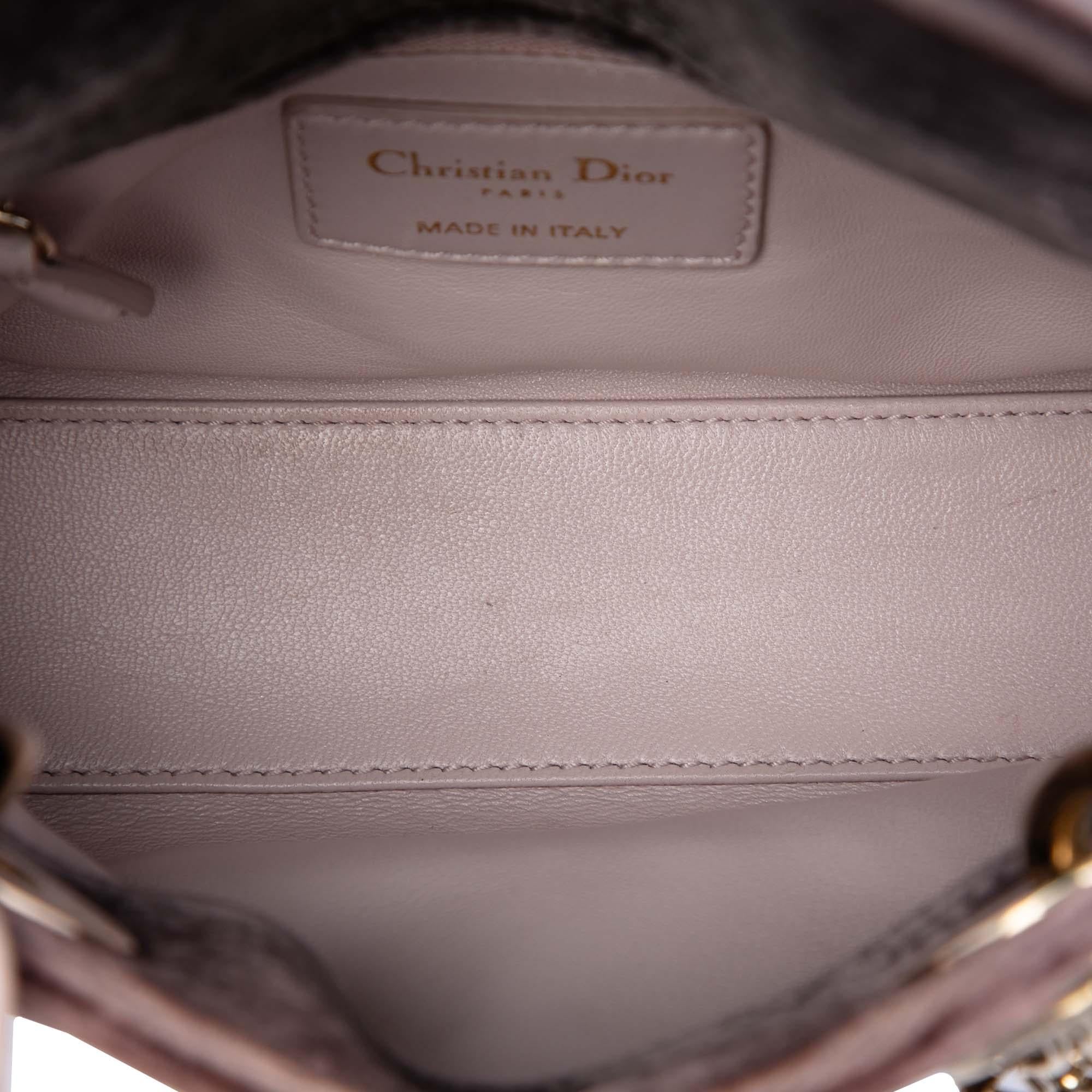 Dior Mini Bicolor Velvet Cannage Strass Embellished Lady Dior