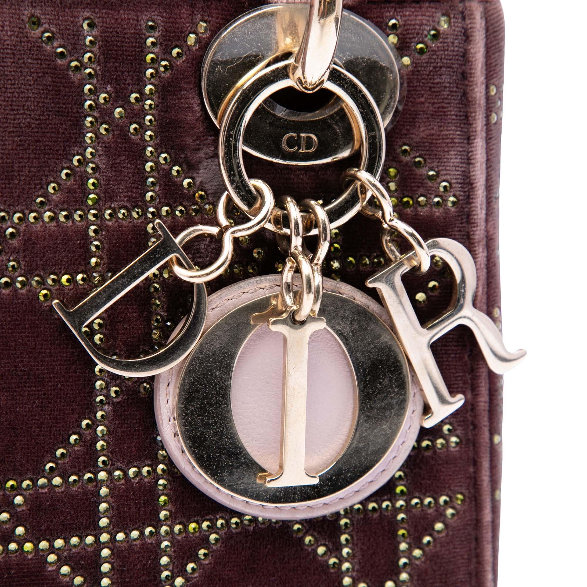 Dior Mini Bicolor Velvet Cannage Strass Embellished Lady Dior