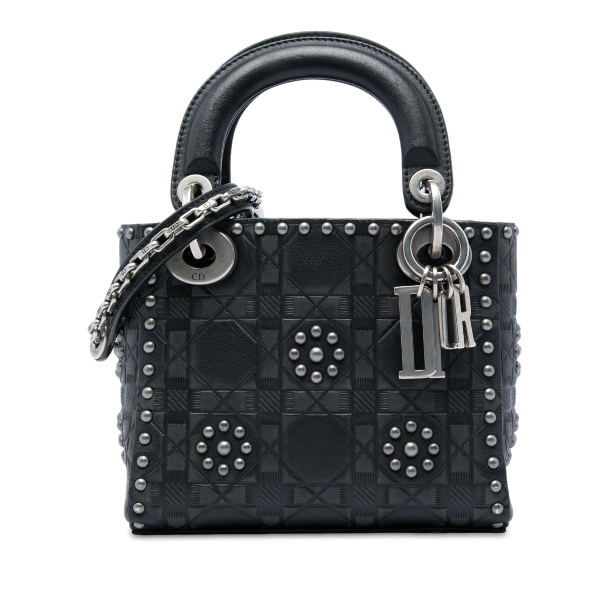 Dior Mini Calfskin Cannage Studded Flower Lady Dior