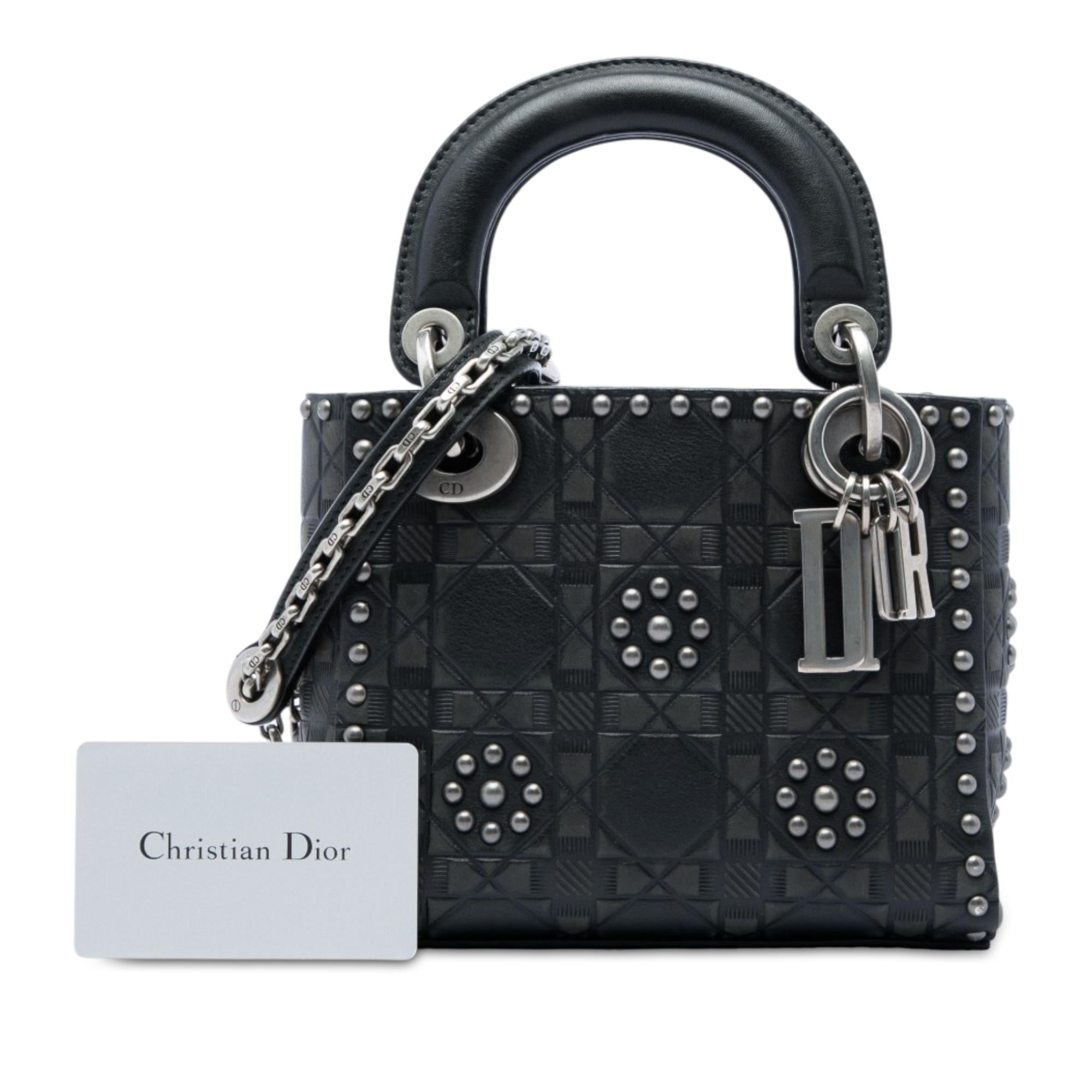 Dior Mini Calfskin Cannage Studded Flower Lady Dior