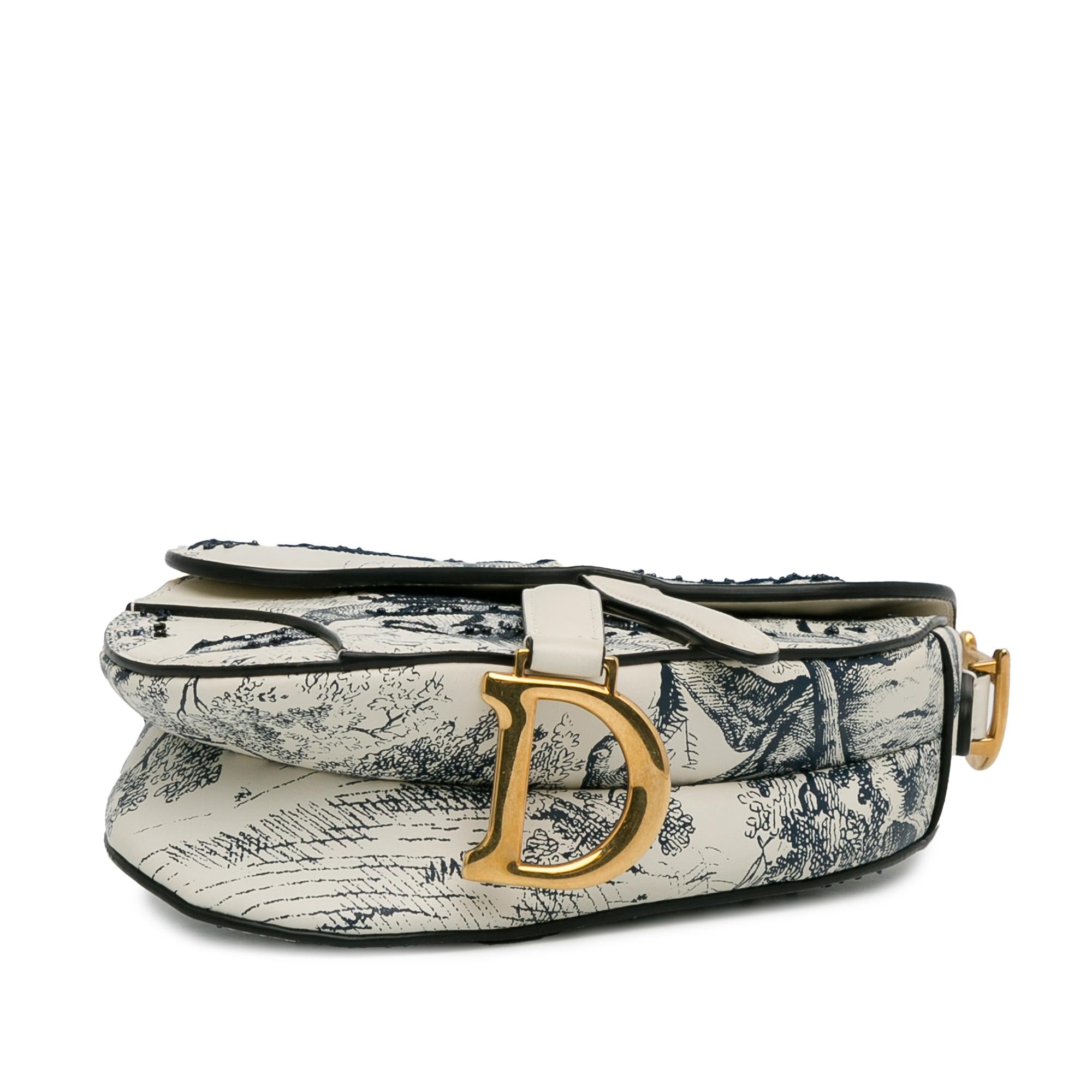 Dior Mini Calfskin Toile de Jouy Saddle Bag (SHG-pyknsl)