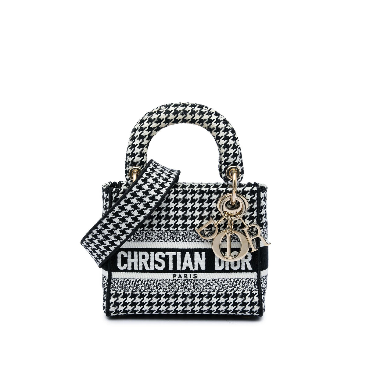 Dior Mini Embroidered Canvas Houndstooth Lady D Lite