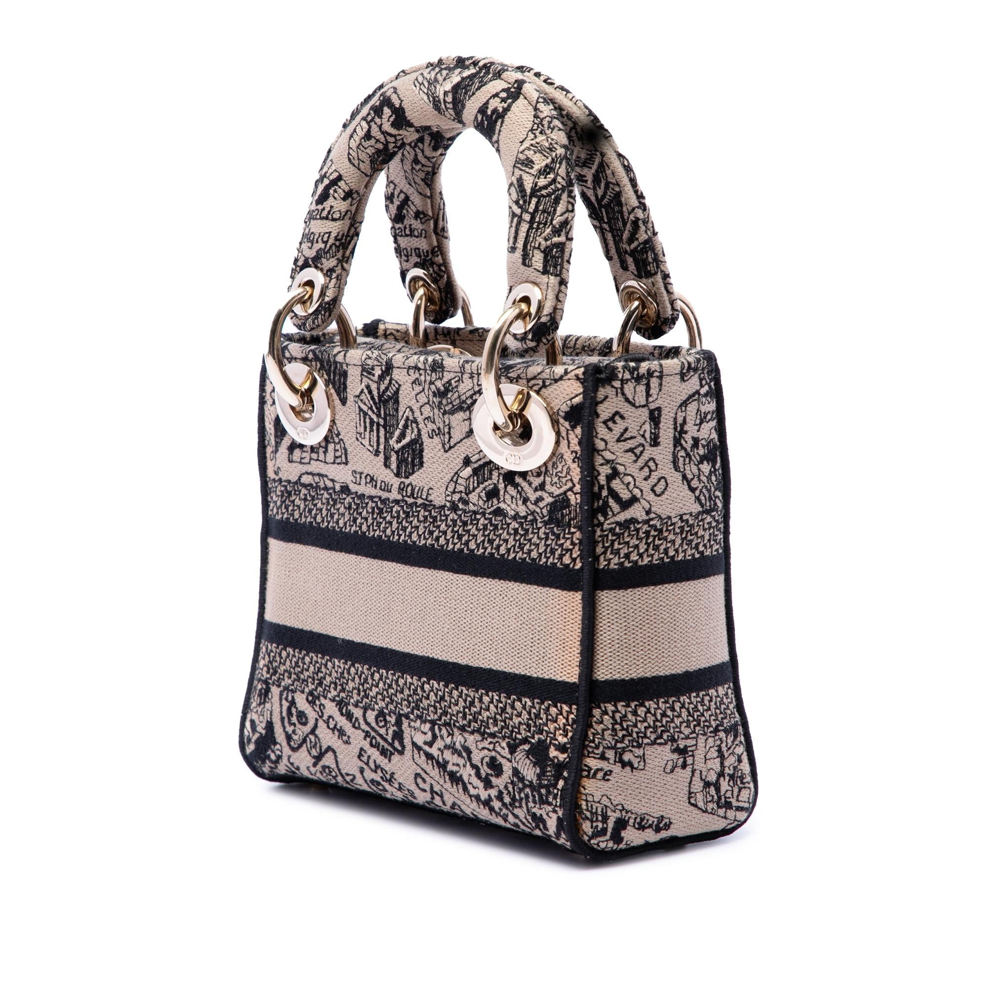 Dior Mini Embroidered Canvas Plan de Paris Lady D Lite