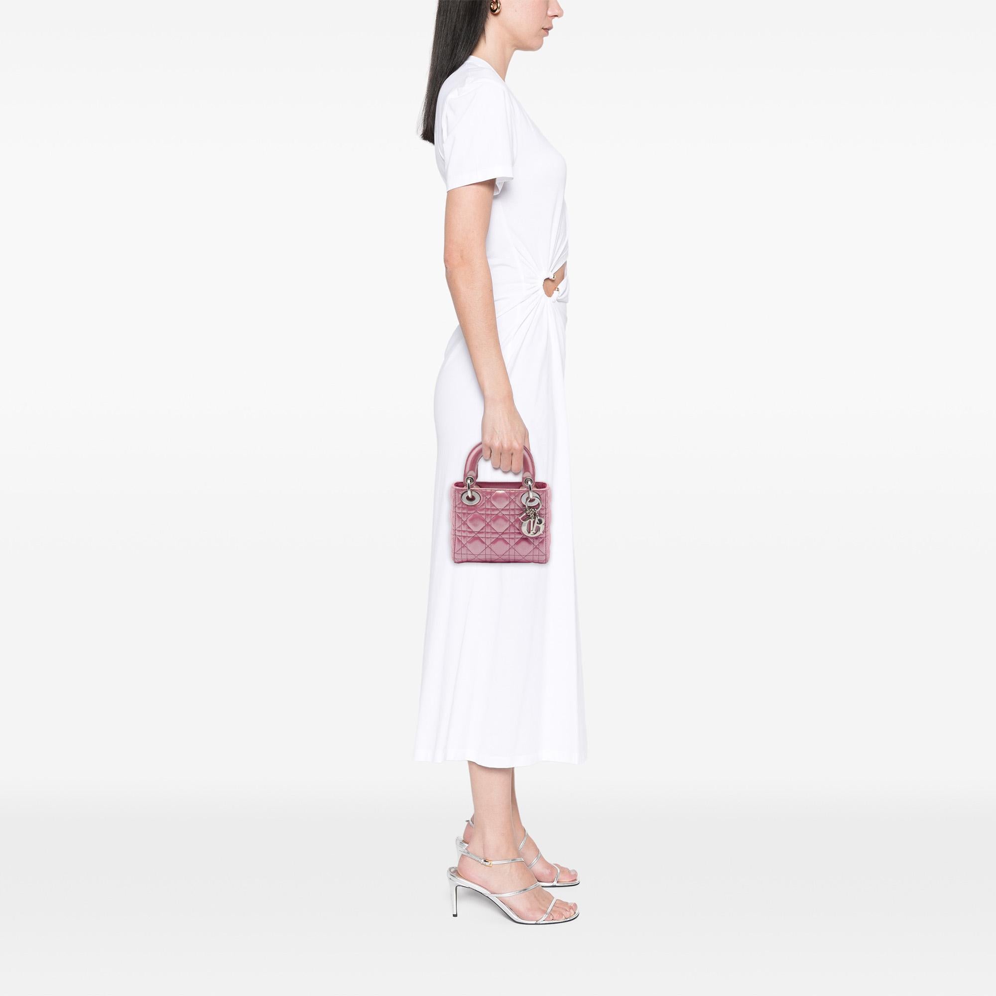 Dior Mini Iridescent Lambskin Cannage Lady Dior