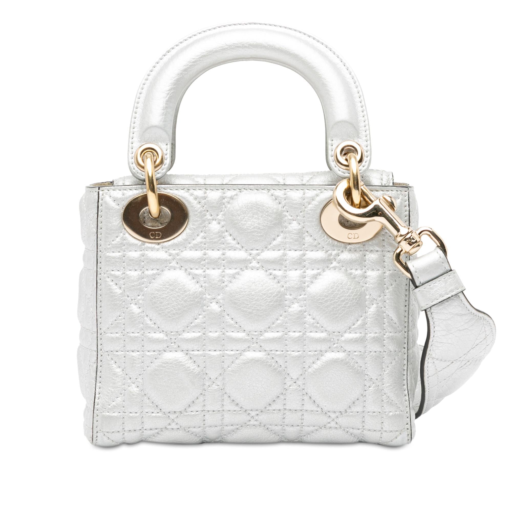 Dior Mini Metallic Calfskin Cannage Supple Lady Dior (SHG-TXv18m)
