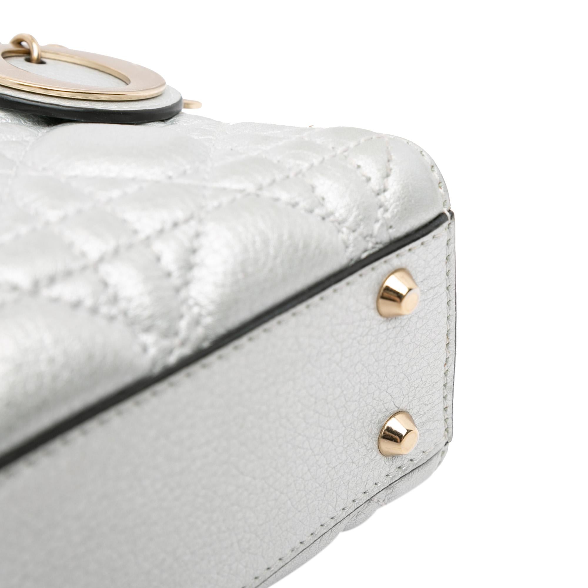 Dior Mini Metallic Calfskin Cannage Supple Lady Dior (SHG-TXv18m)