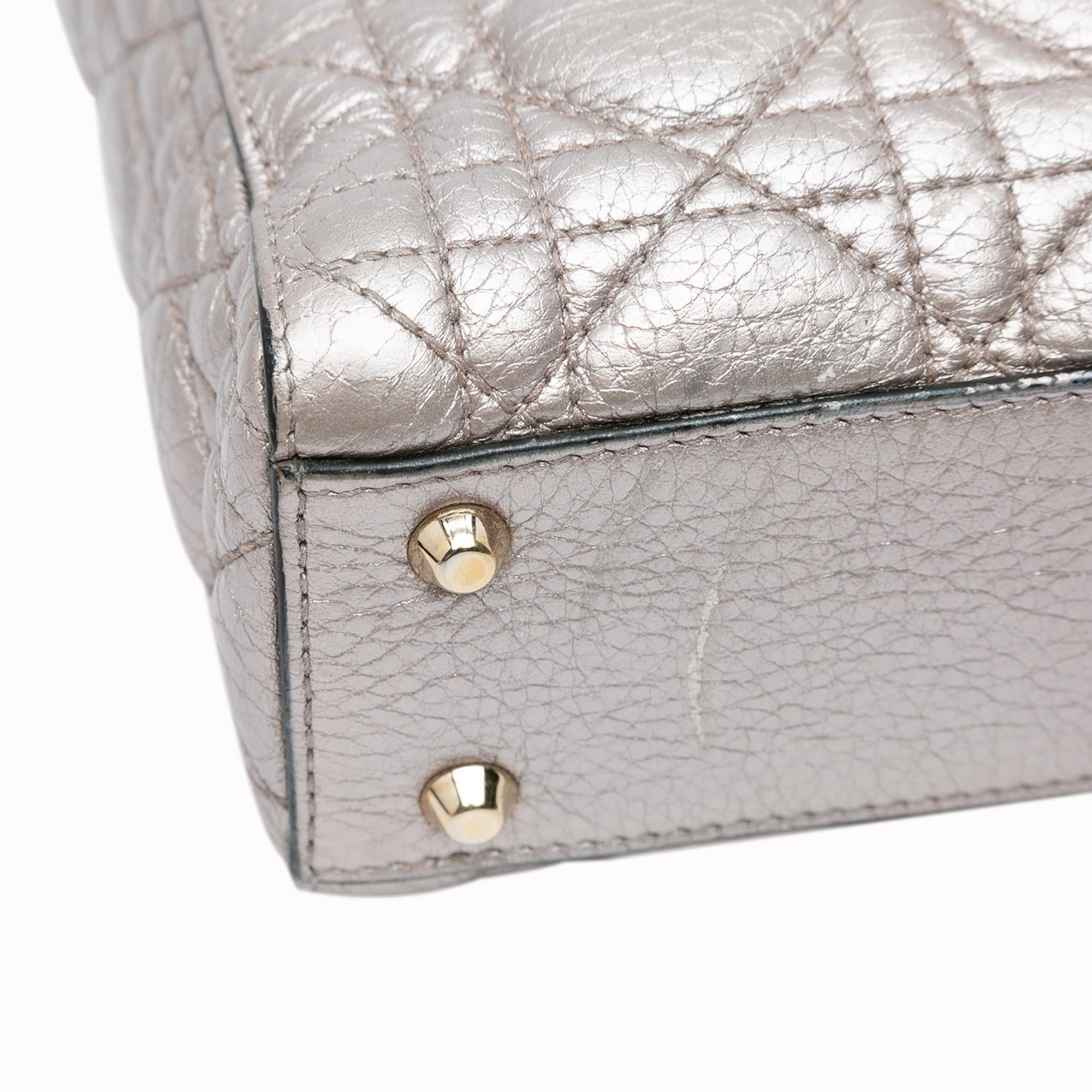 Dior Mini Metallic Calfskin Cannage Supple Lady Dior (SHG-shUv66)