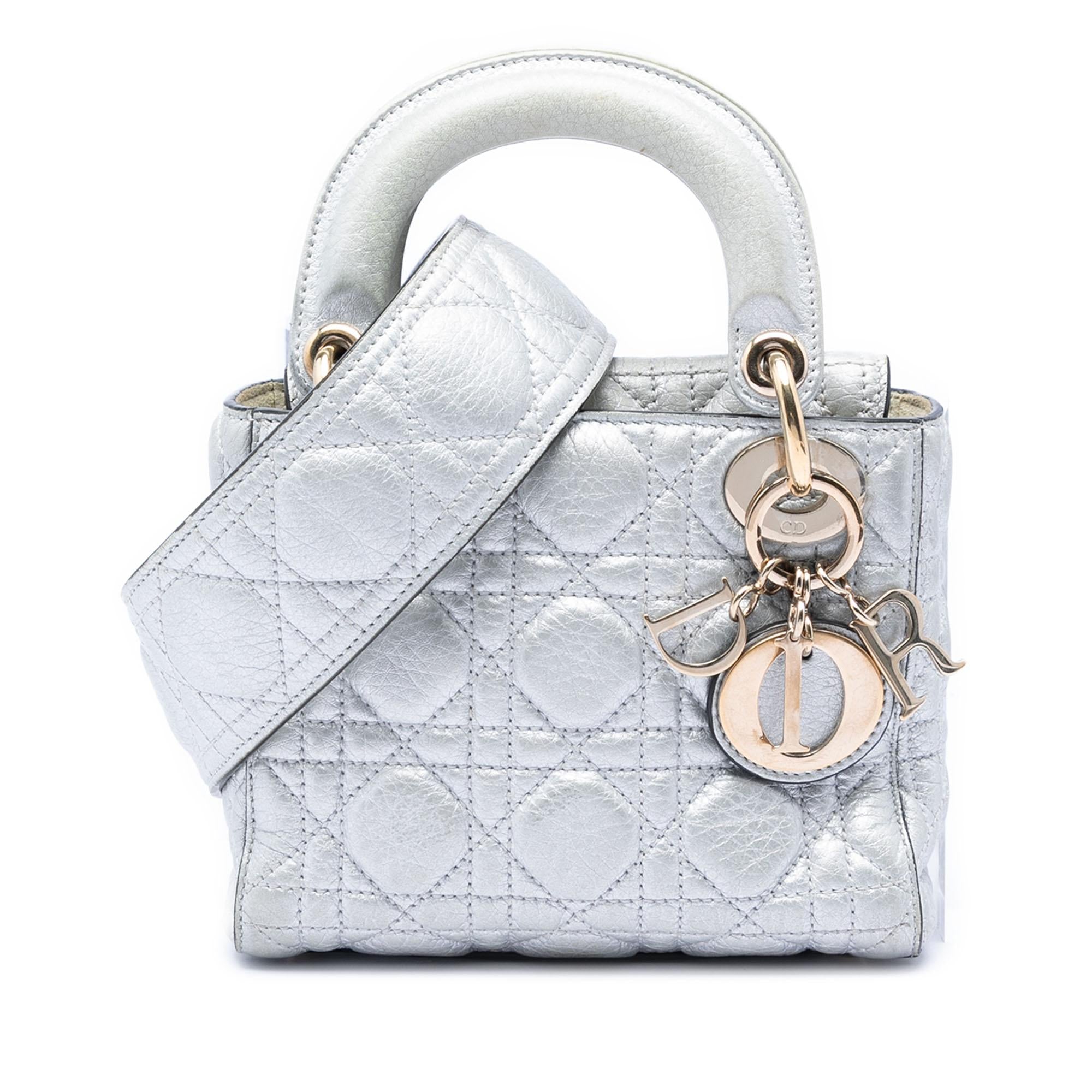 Dior Mini Metallic Calfskin Cannage Supple Lady Dior
