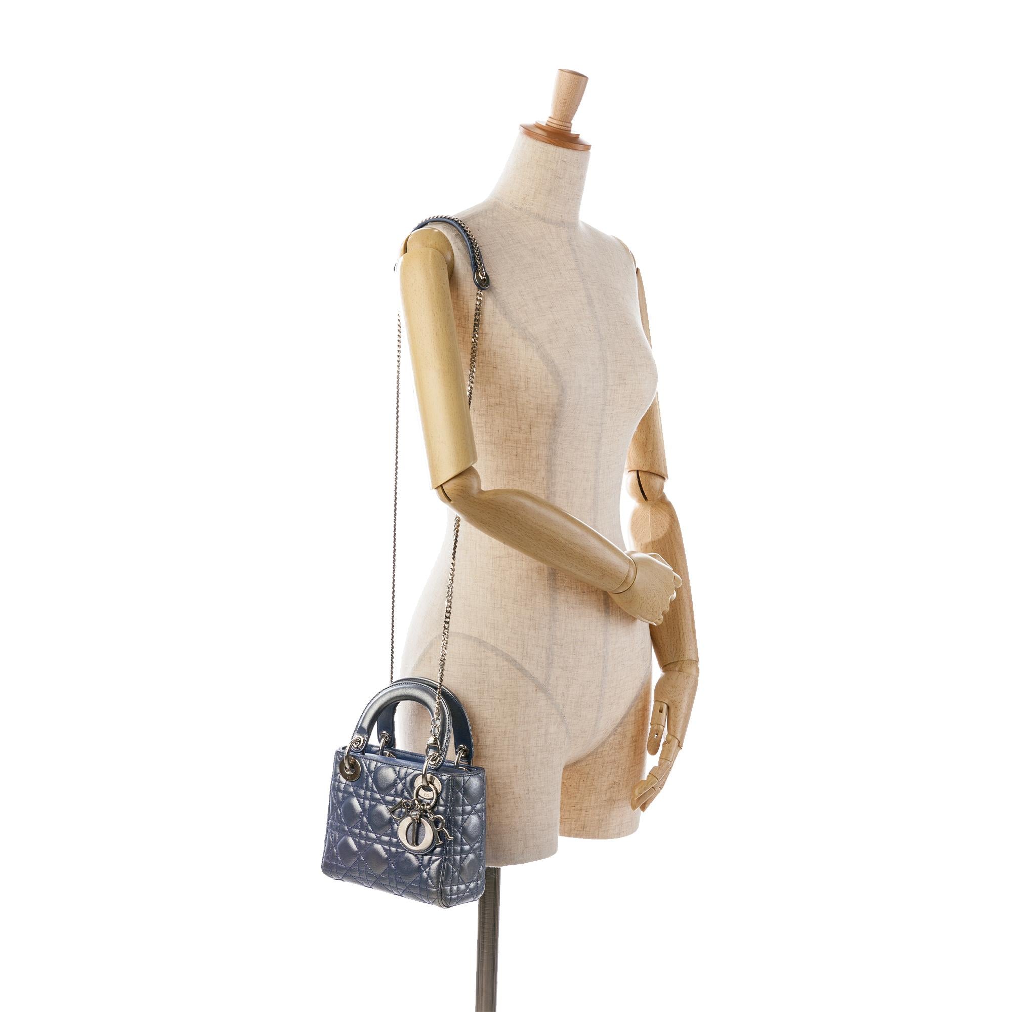 Dior Mini Metallic Lambskin Cannage Lady Dior (SHG-N1MHIR)