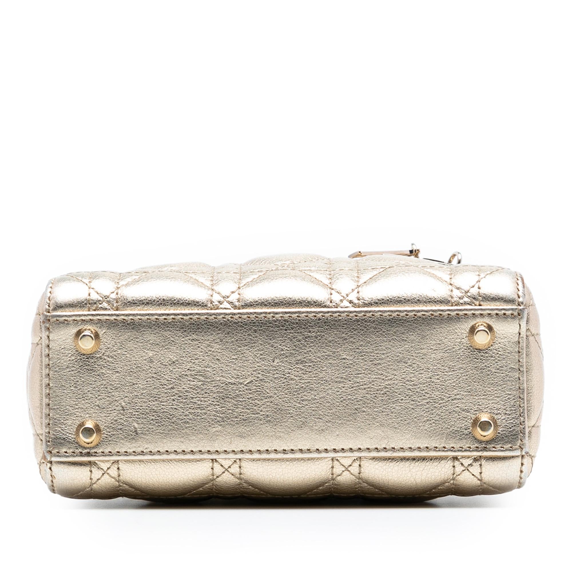 Dior Mini Metallic Lambskin Cannage Lady Dior