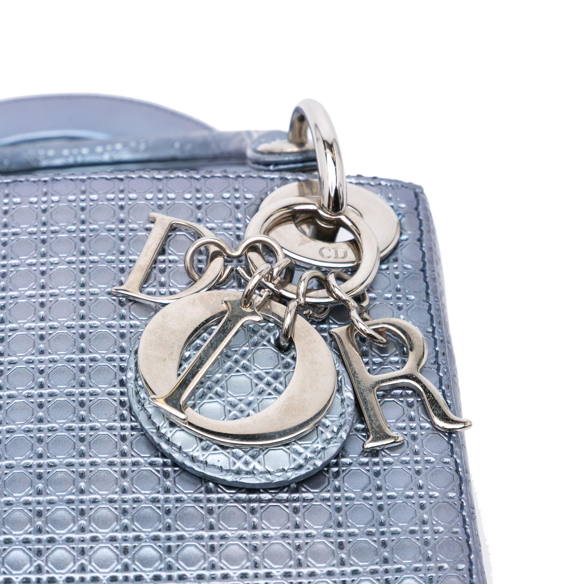 Dior Mini Metallic Patent Microcannage Lady Dior