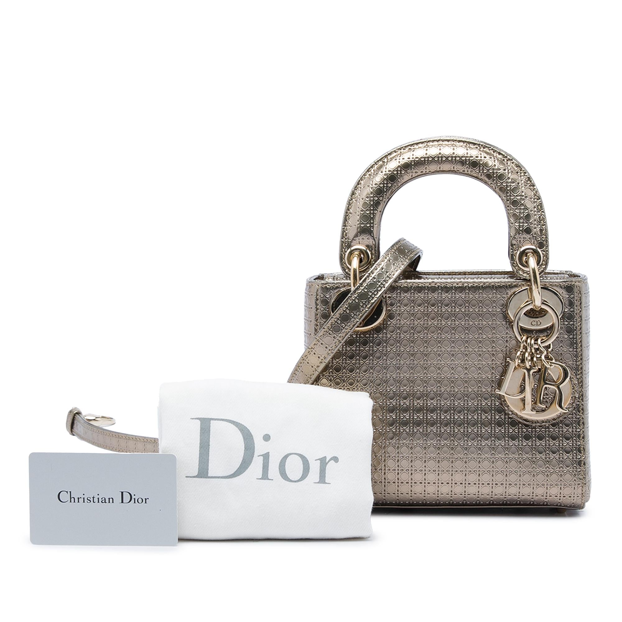 Dior Mini Metallic Patent Microcannage Lady Dior