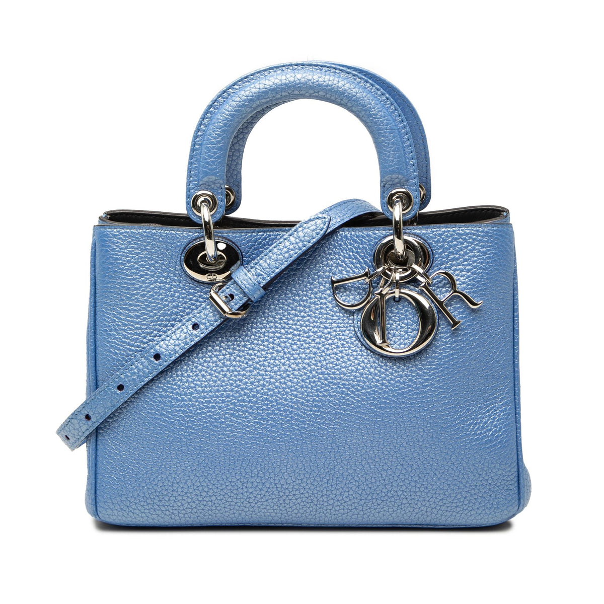 Dior Mini Metallic Pebbled Calfskin Diorissimo Satchel