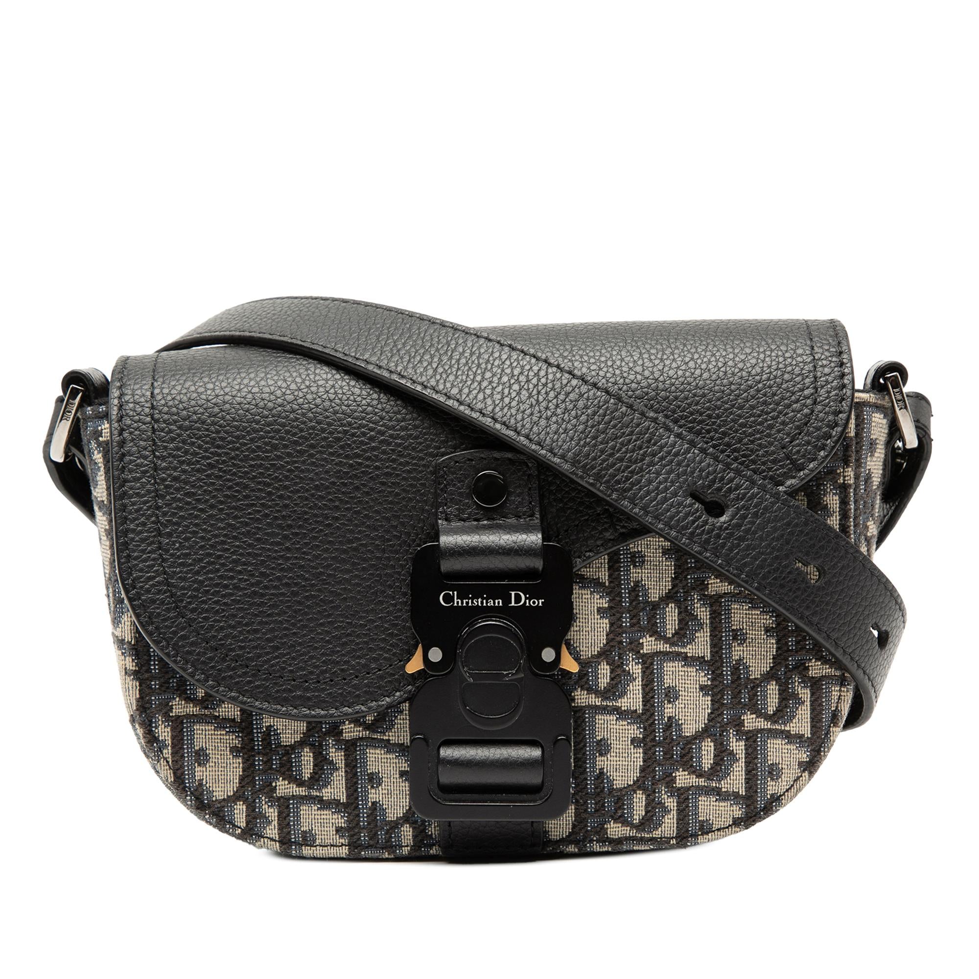 Dior Mini Oblique Canvas Saddle Buckle Messenger Bag