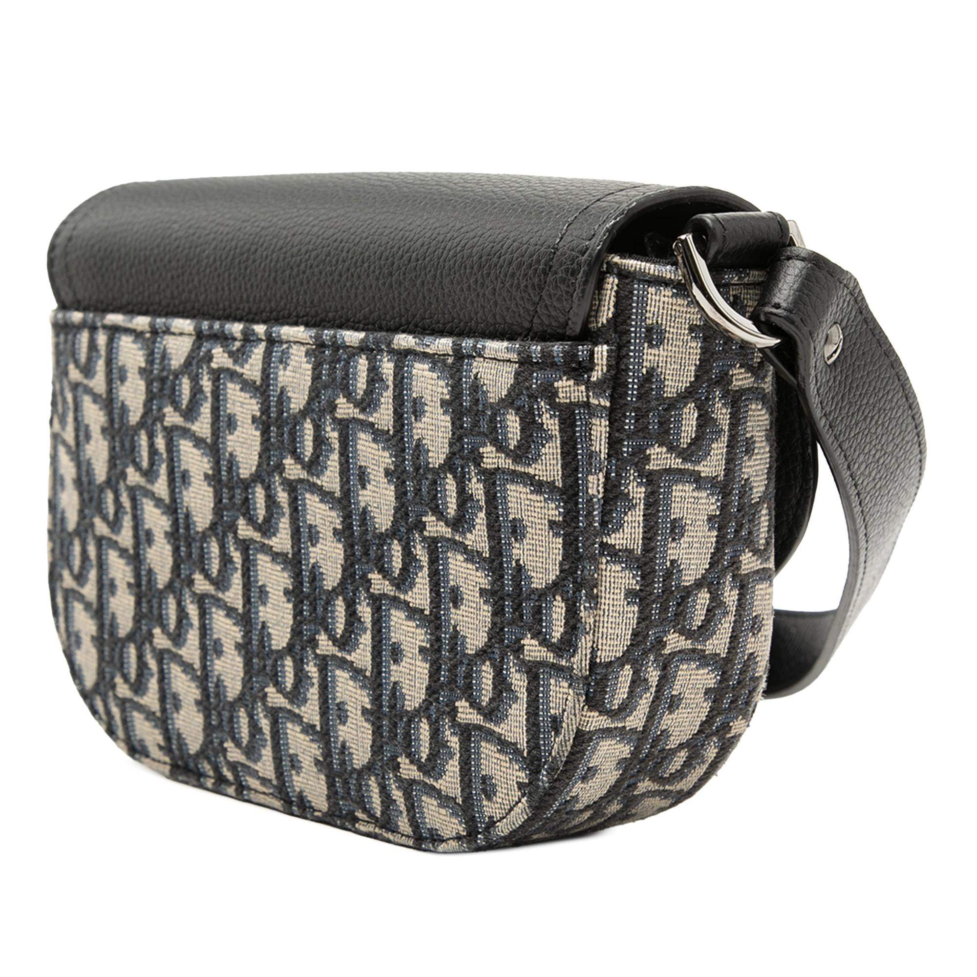 Dior Mini Oblique Canvas Saddle Buckle Messenger Bag