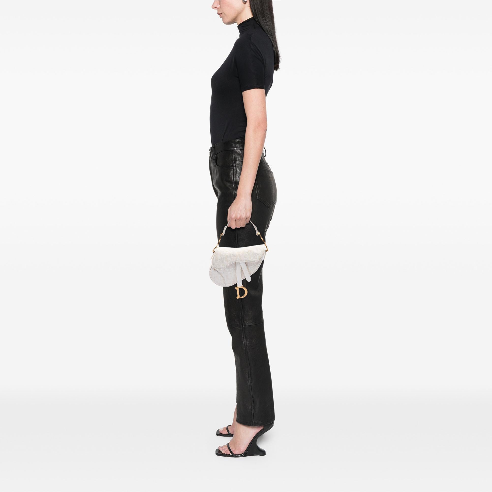Dior Mini Oblique Embroidered Canvas Saddle Bag