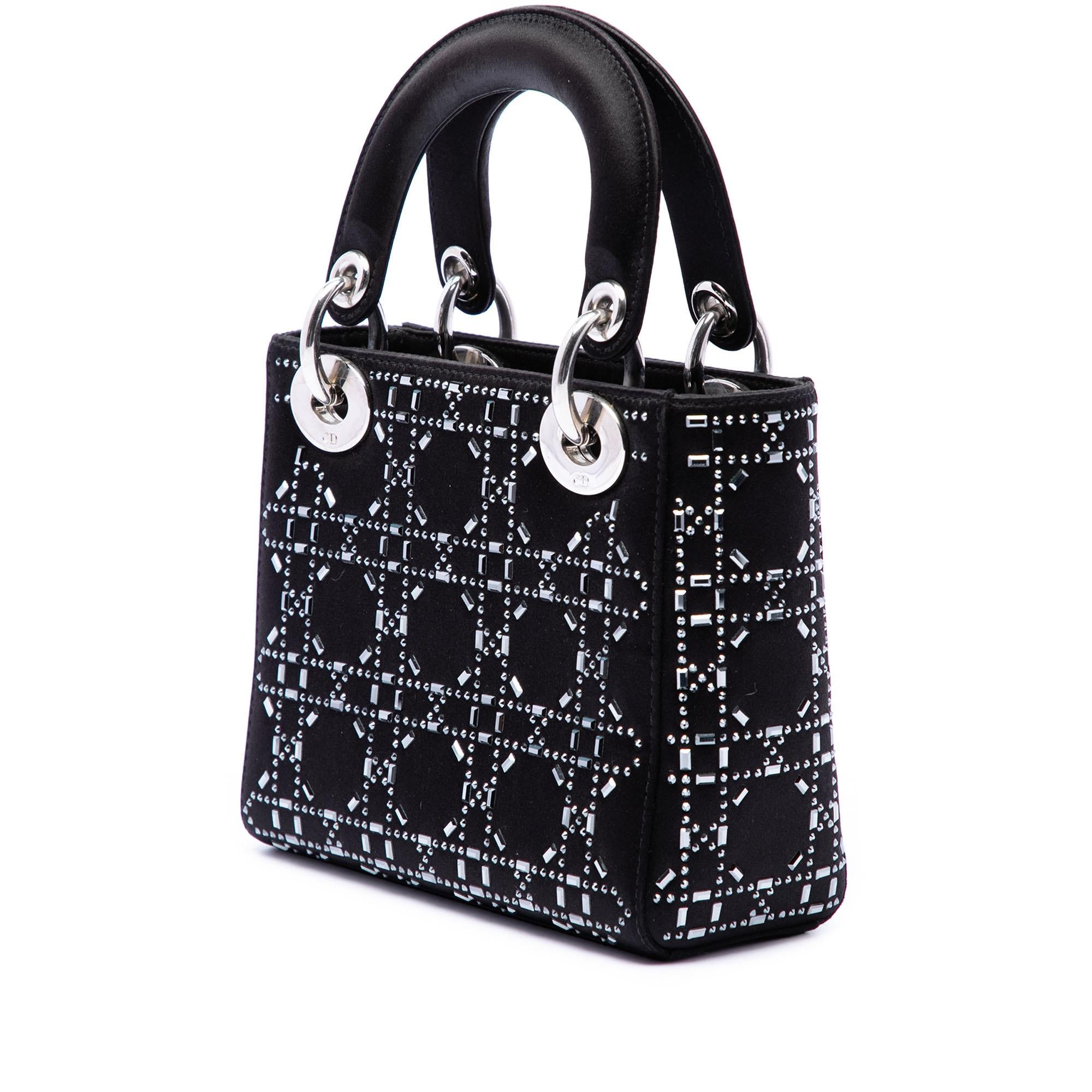 Dior Mini Satin Cannage Crystal Embellished Lady Dior