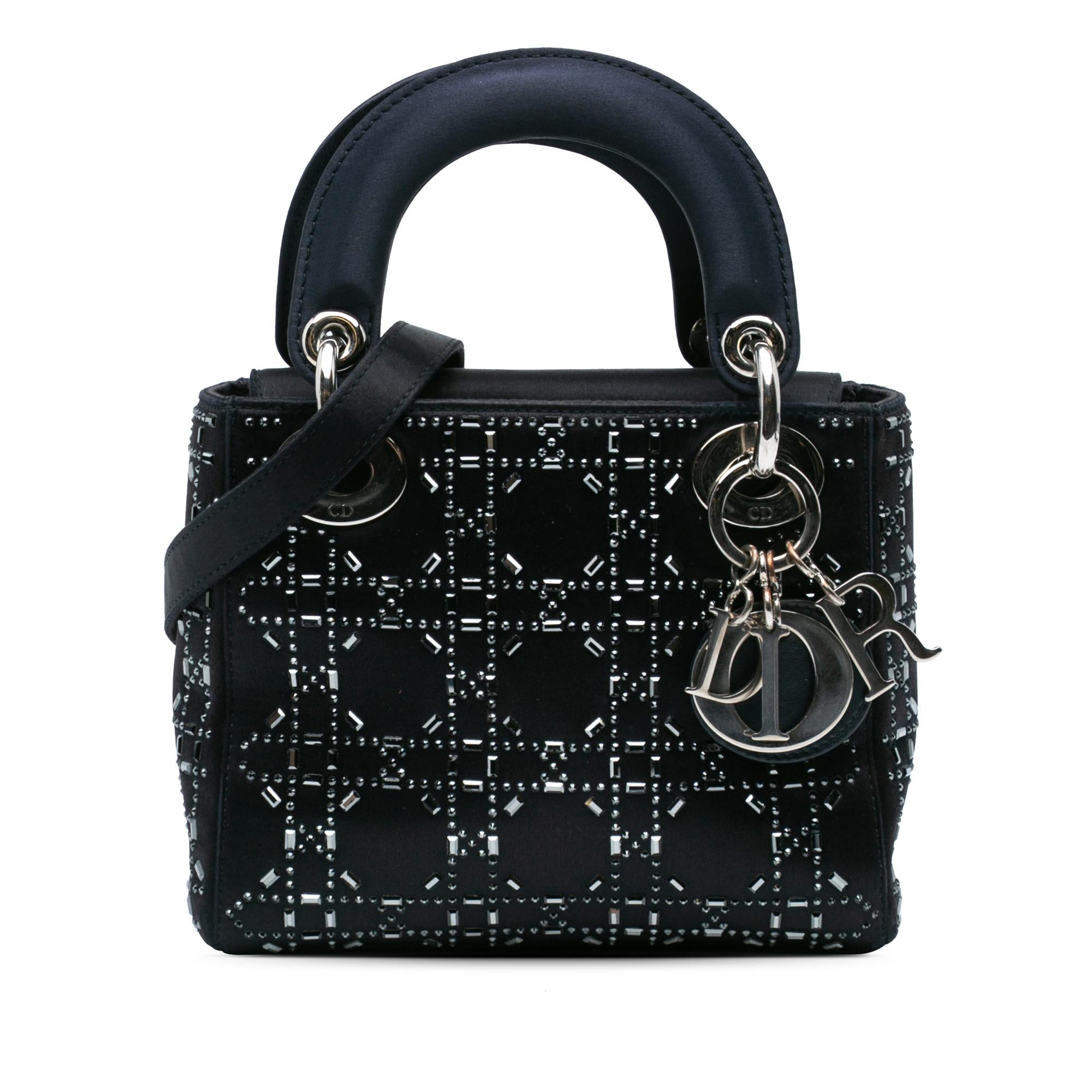 Dior Mini Satin Cannage Strass Crystal Embellished Lady Dior
