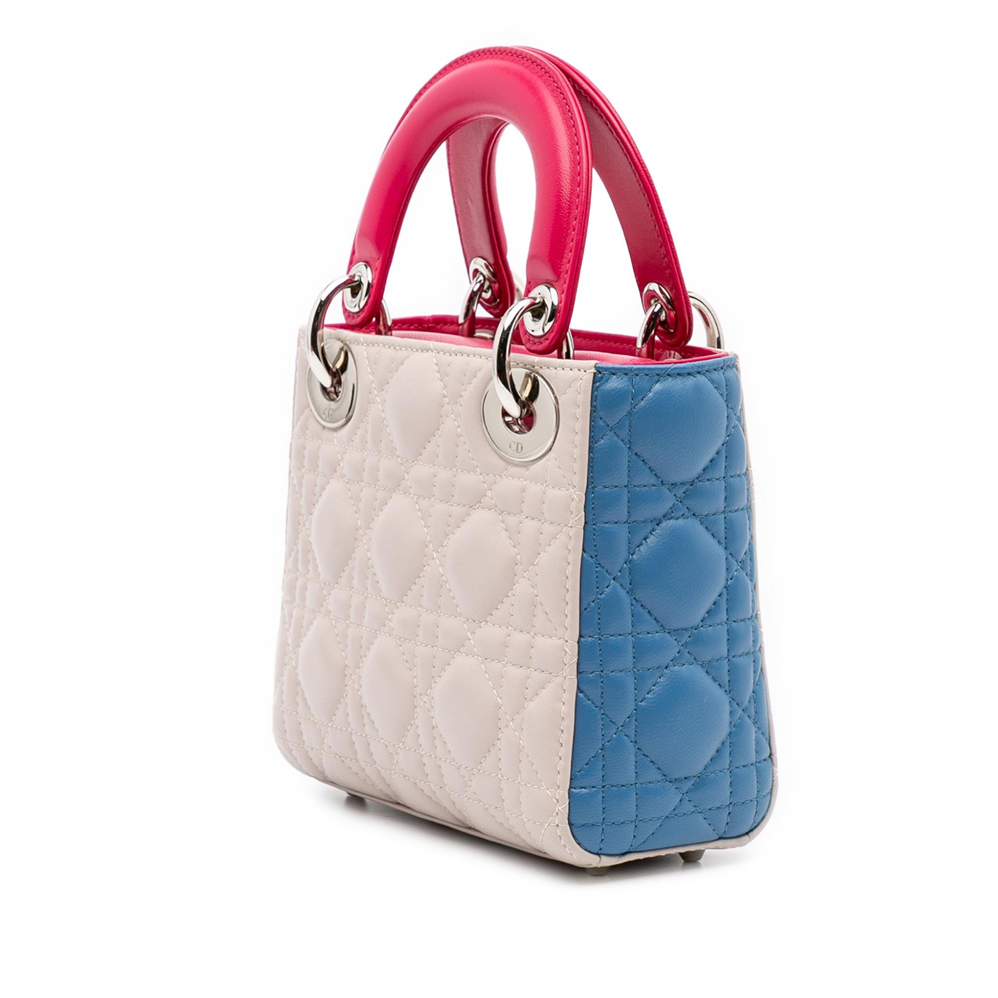 Dior Mini Tricolor Lambskin Cannage Lady Dior