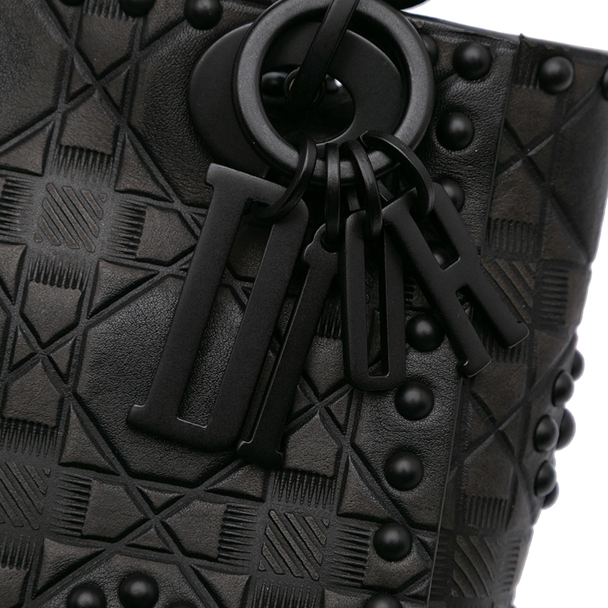 Dior Mini Ultra Matte Calfskin Cannage Studded Flower Lady Dior