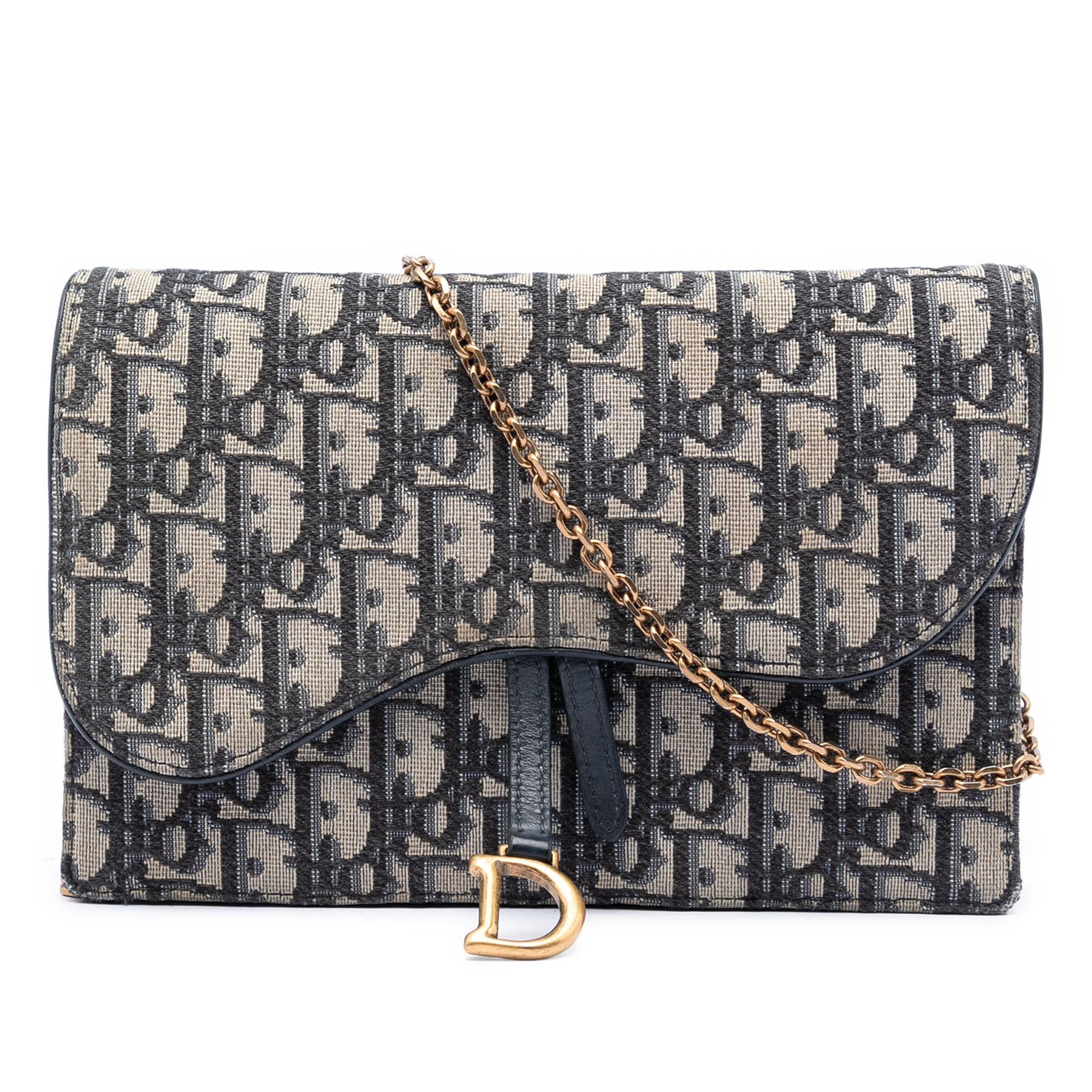 Dior Oblique Canvas Saddle Pouch Wallet on Chain