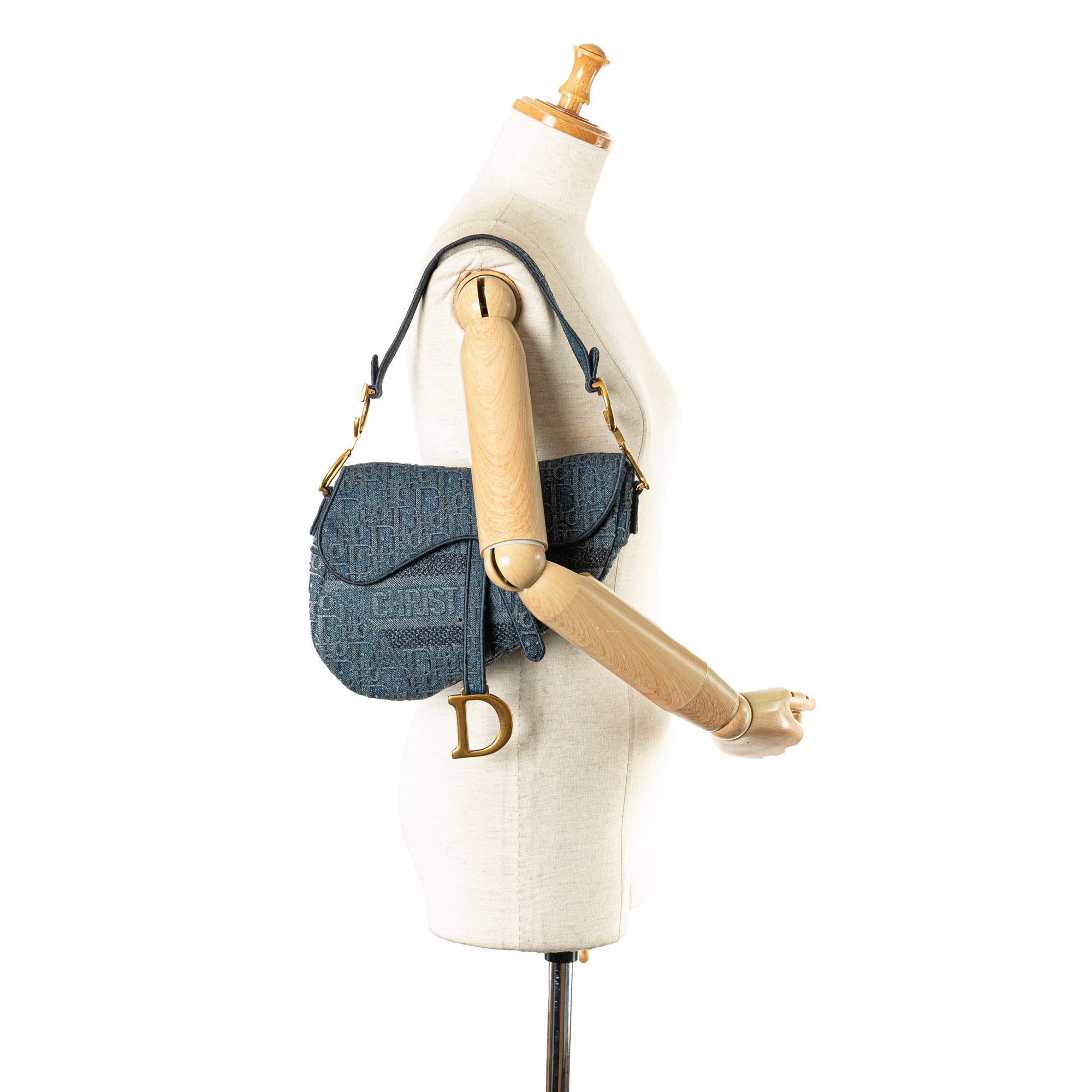 Dior Oblique Denim Saddle Bag (SHG-byX9EU)