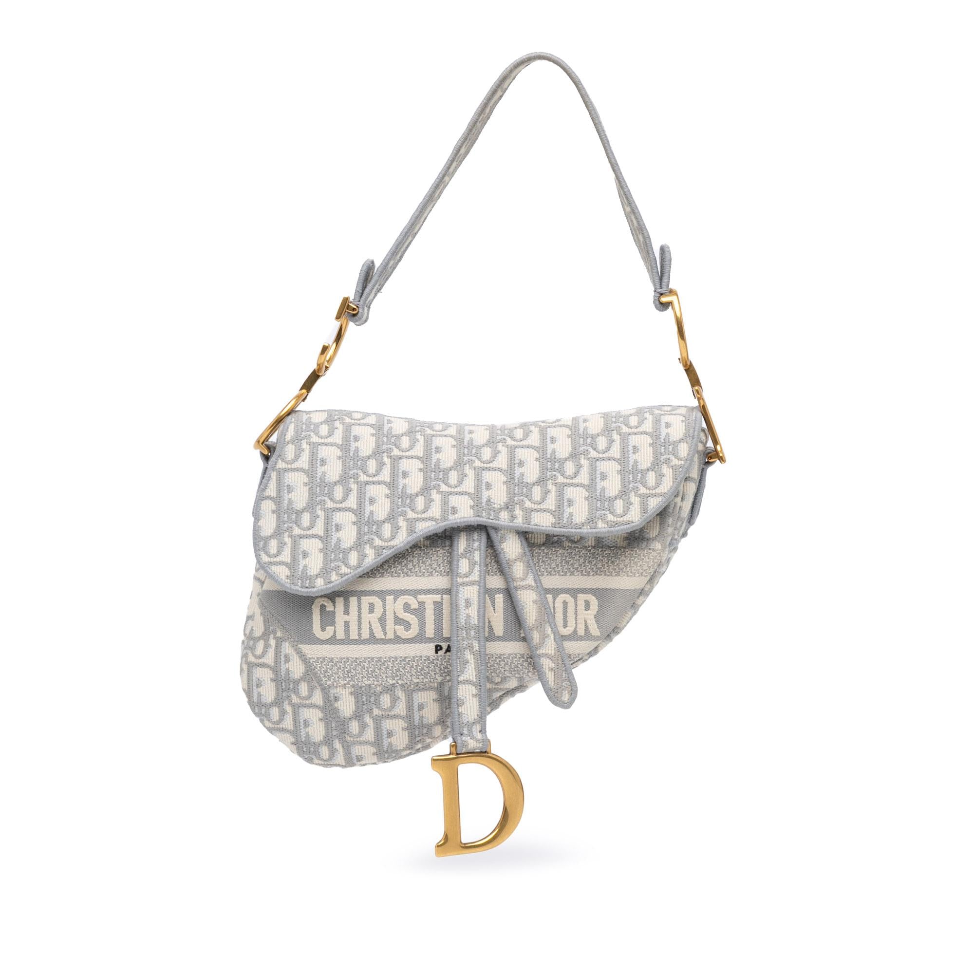 Dior Oblique Embroidered Canvas Saddle Bag