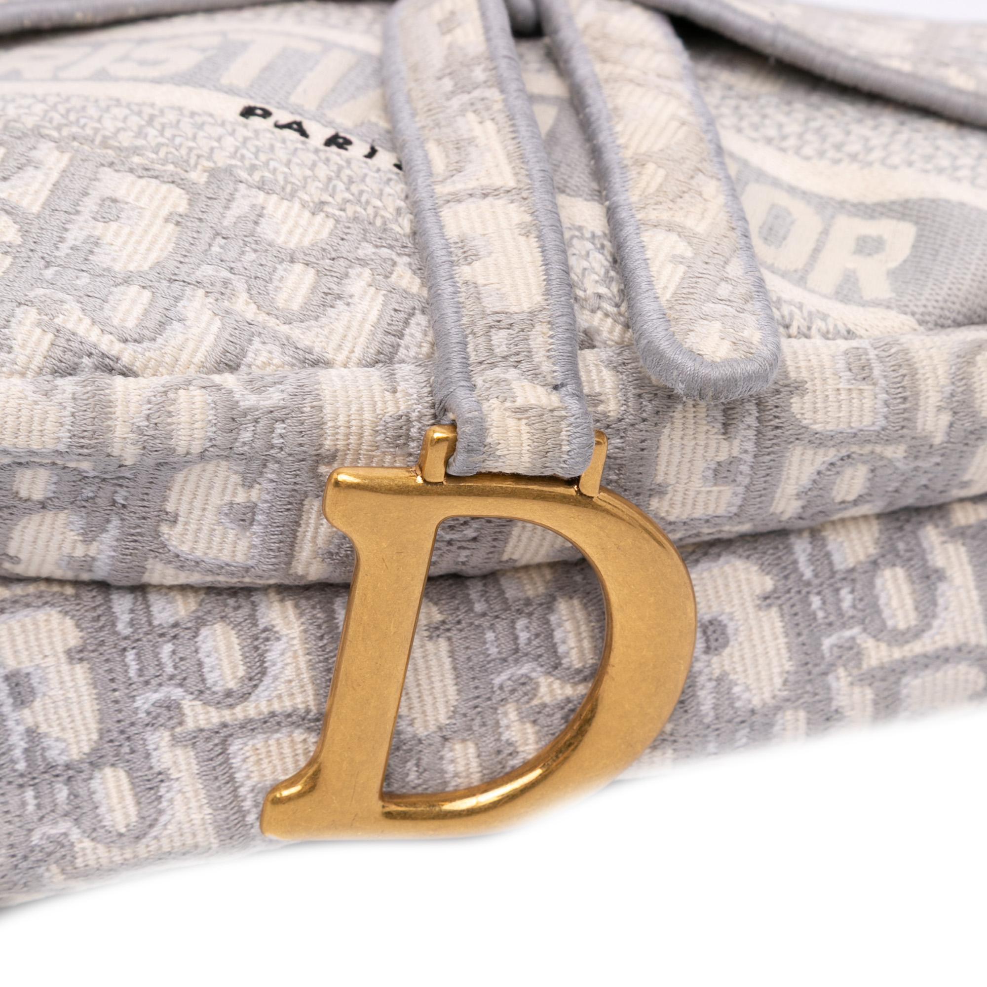 Dior Oblique Embroidered Canvas Saddle Bag