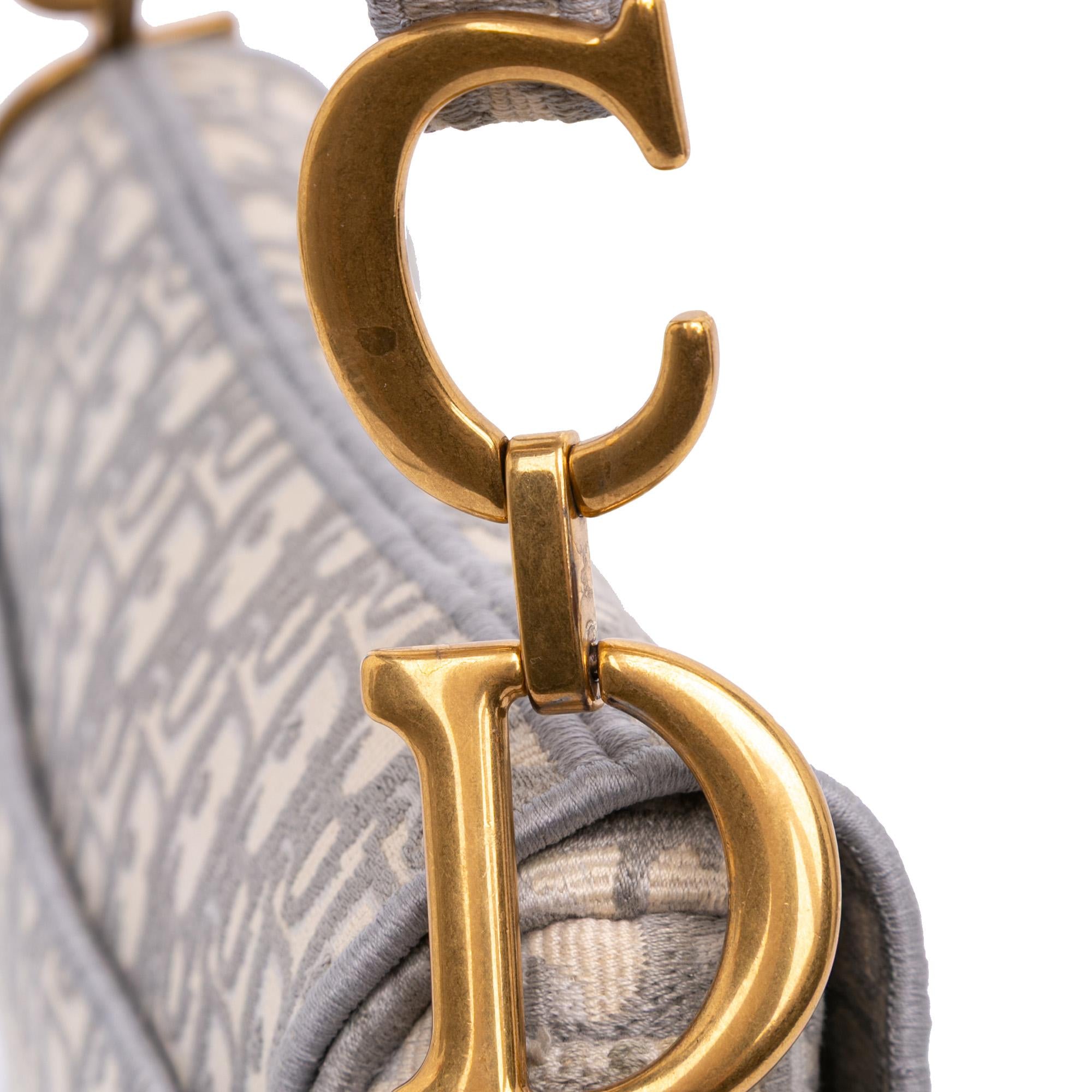 Dior Oblique Embroidered Canvas Saddle Bag