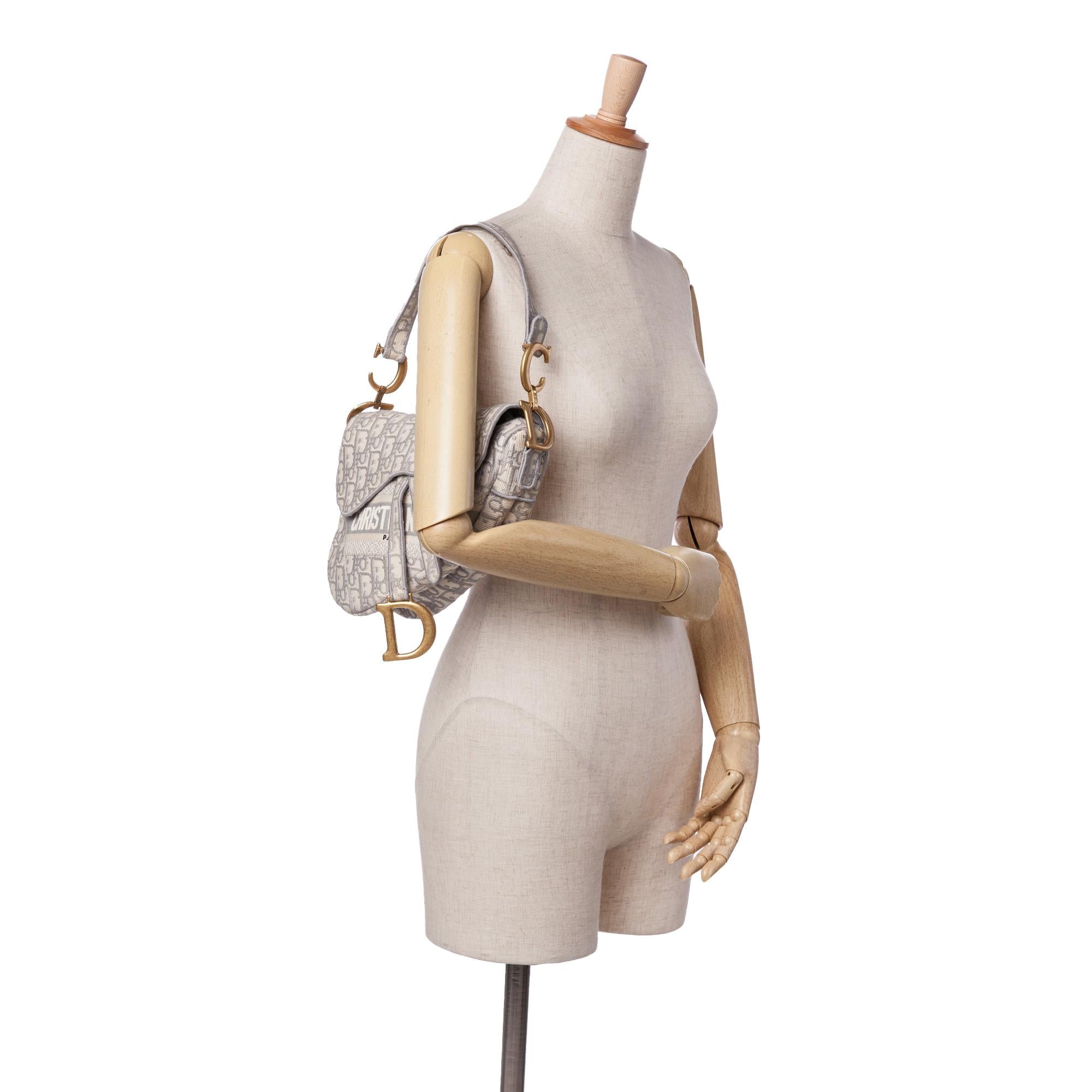 Dior Oblique Embroidered Canvas Saddle Bag