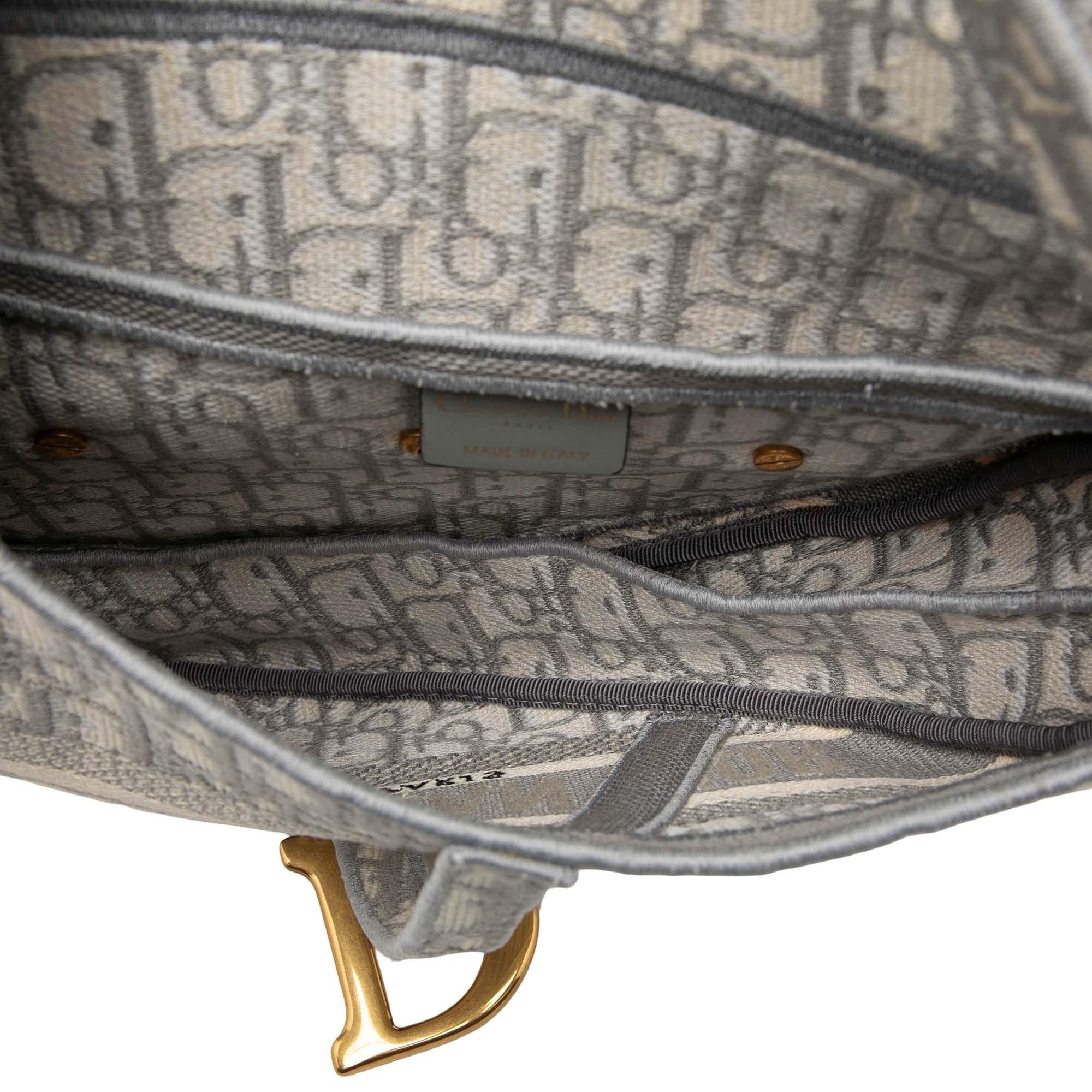 Dior Oblique Embroidered Canvas Saddle Bag