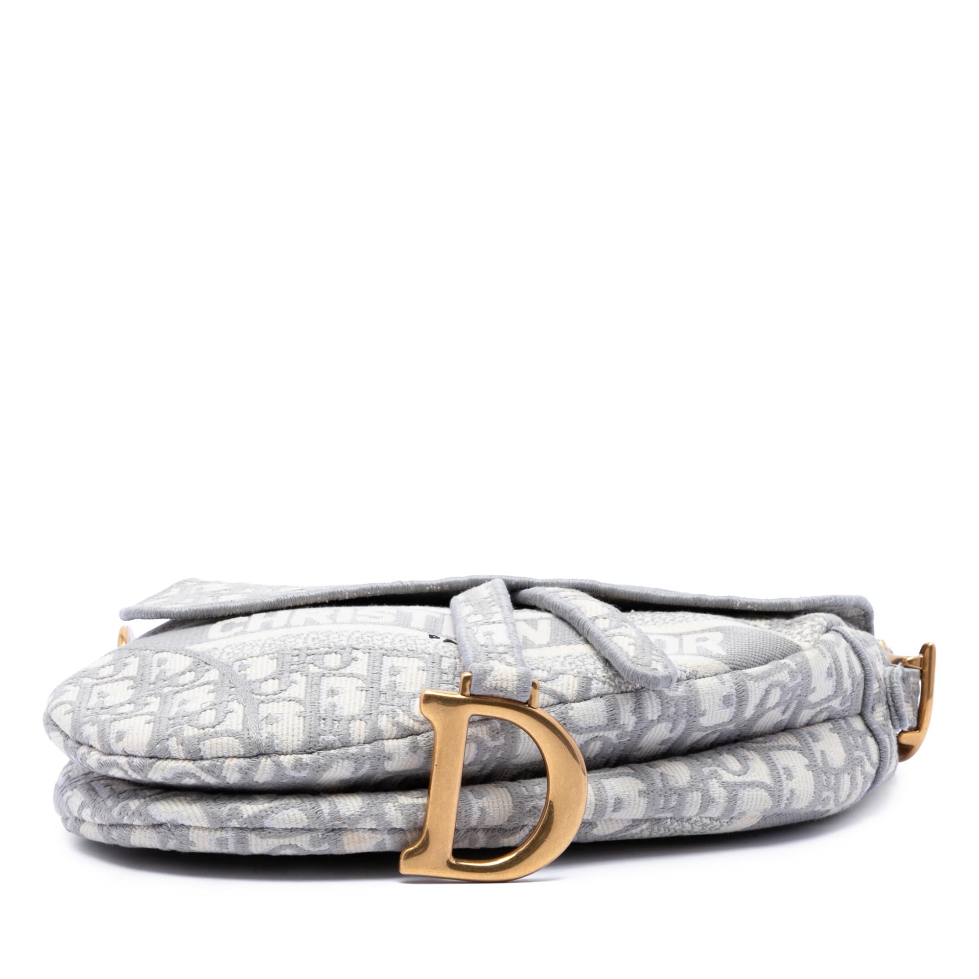 Dior Oblique Embroidered Canvas Saddle Bag