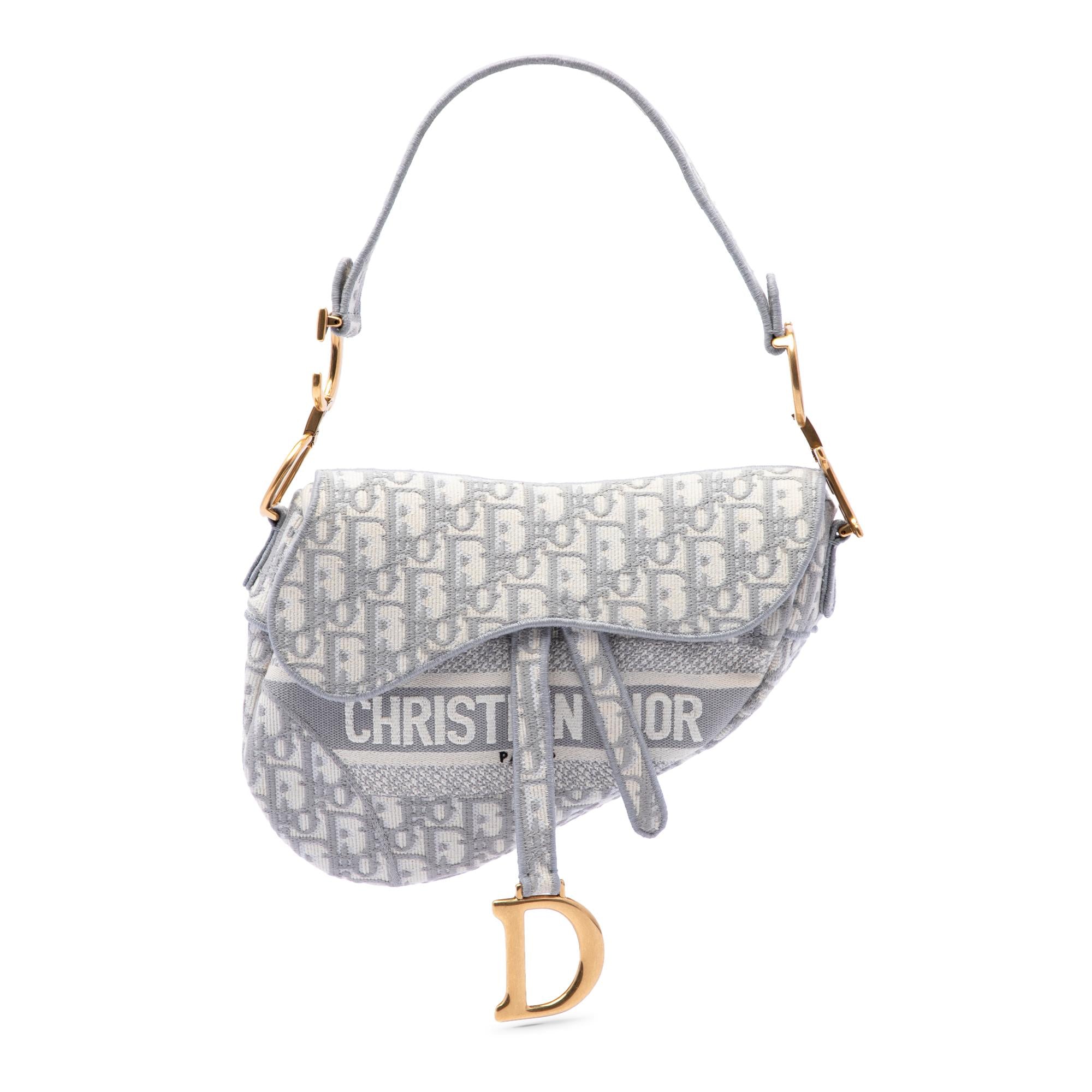 Dior Oblique Embroidered Canvas Saddle Bag